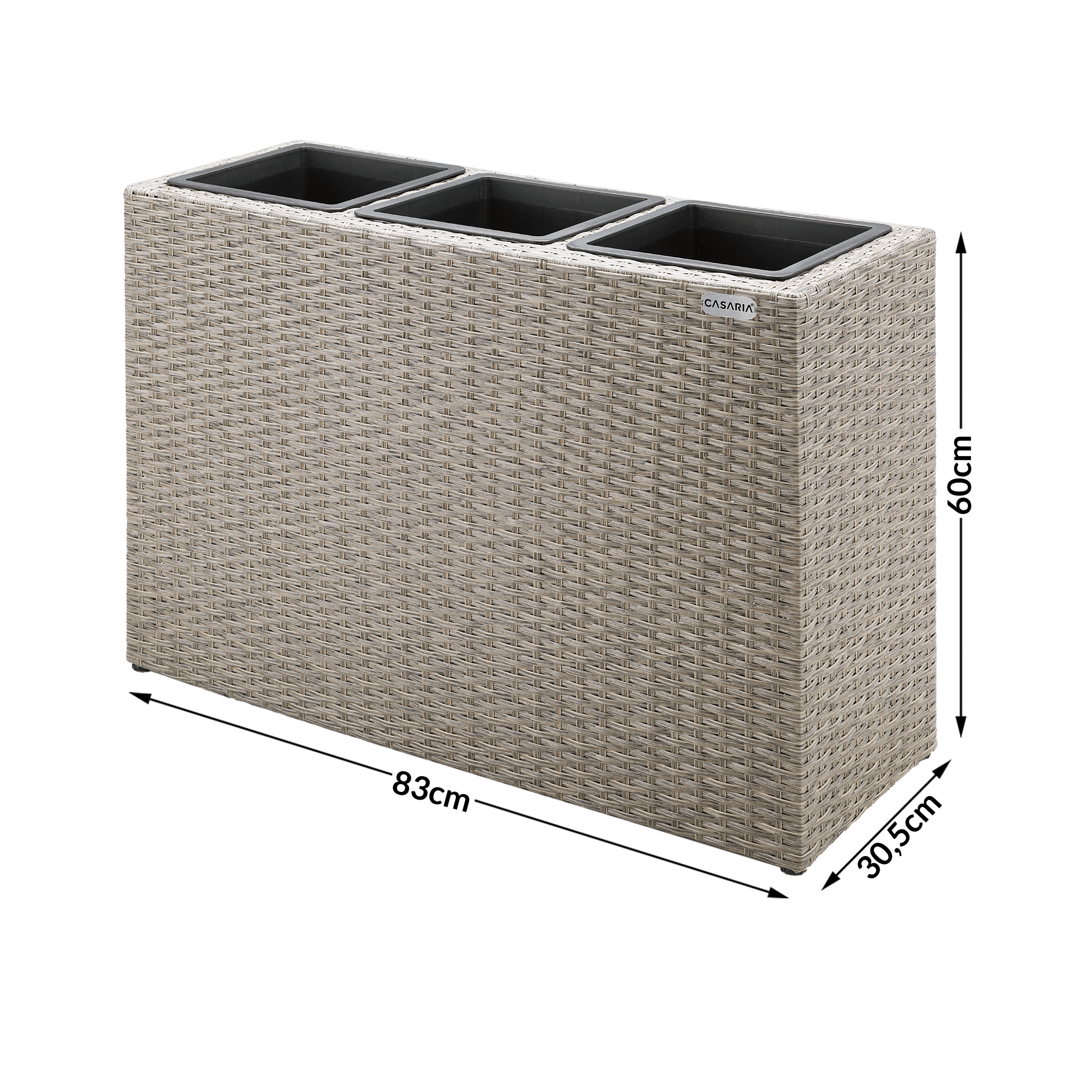 Polyrattan Blumentopf Creme 83x30,5x60cm