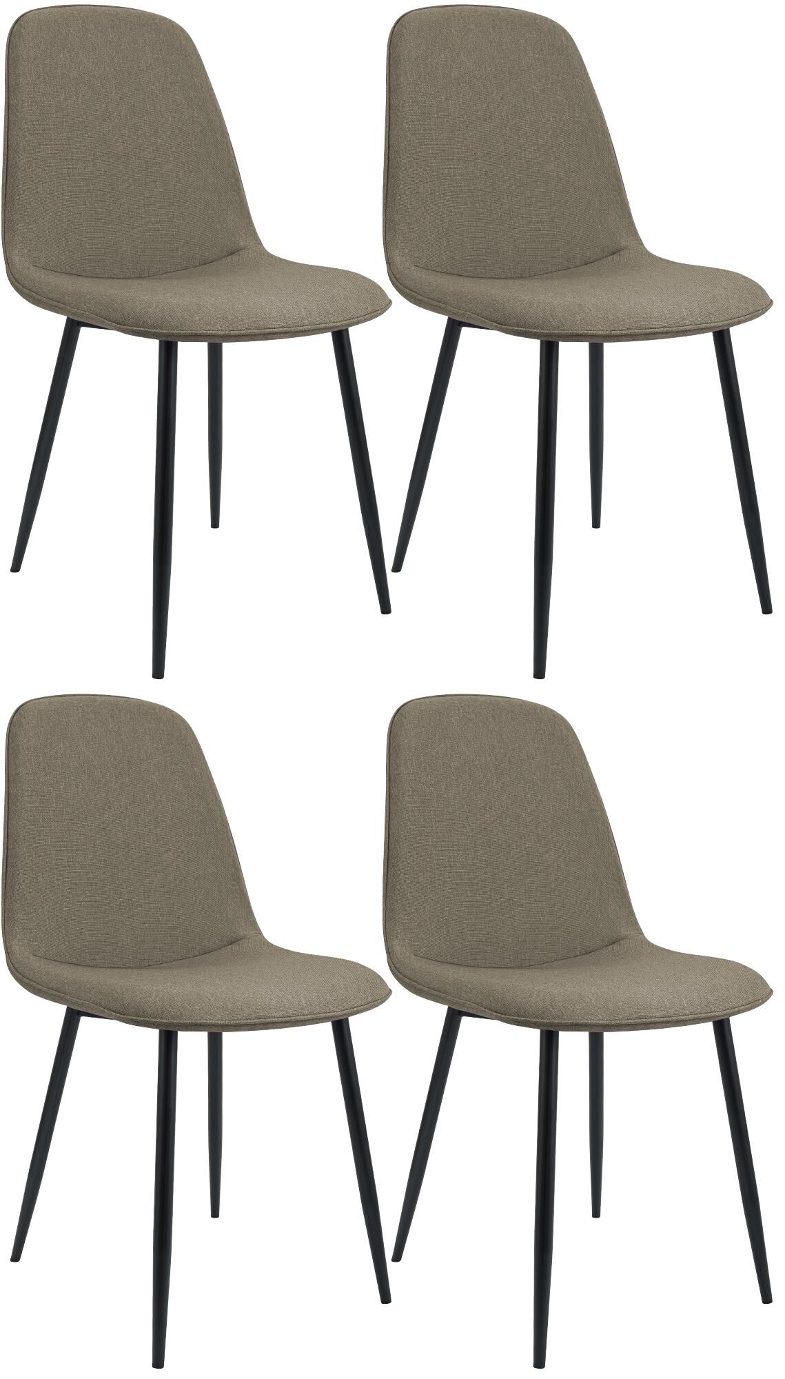 4er Set Esszimmerstuhl Maryam Stoff, taupe