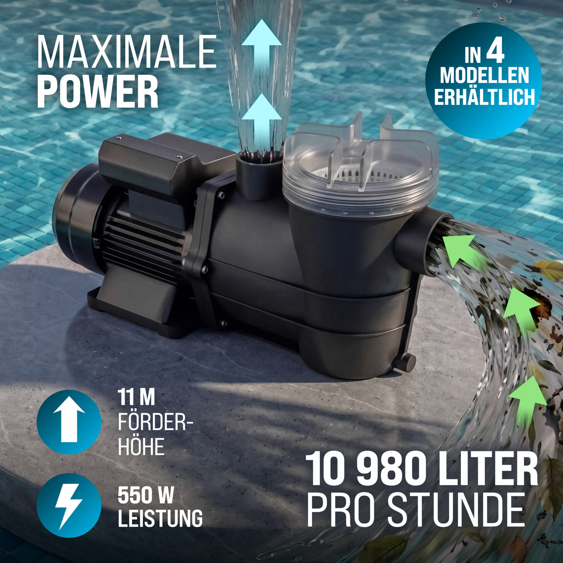 Pumpe Sandfilteranlagen 10980 L/h inkl Vorfilter