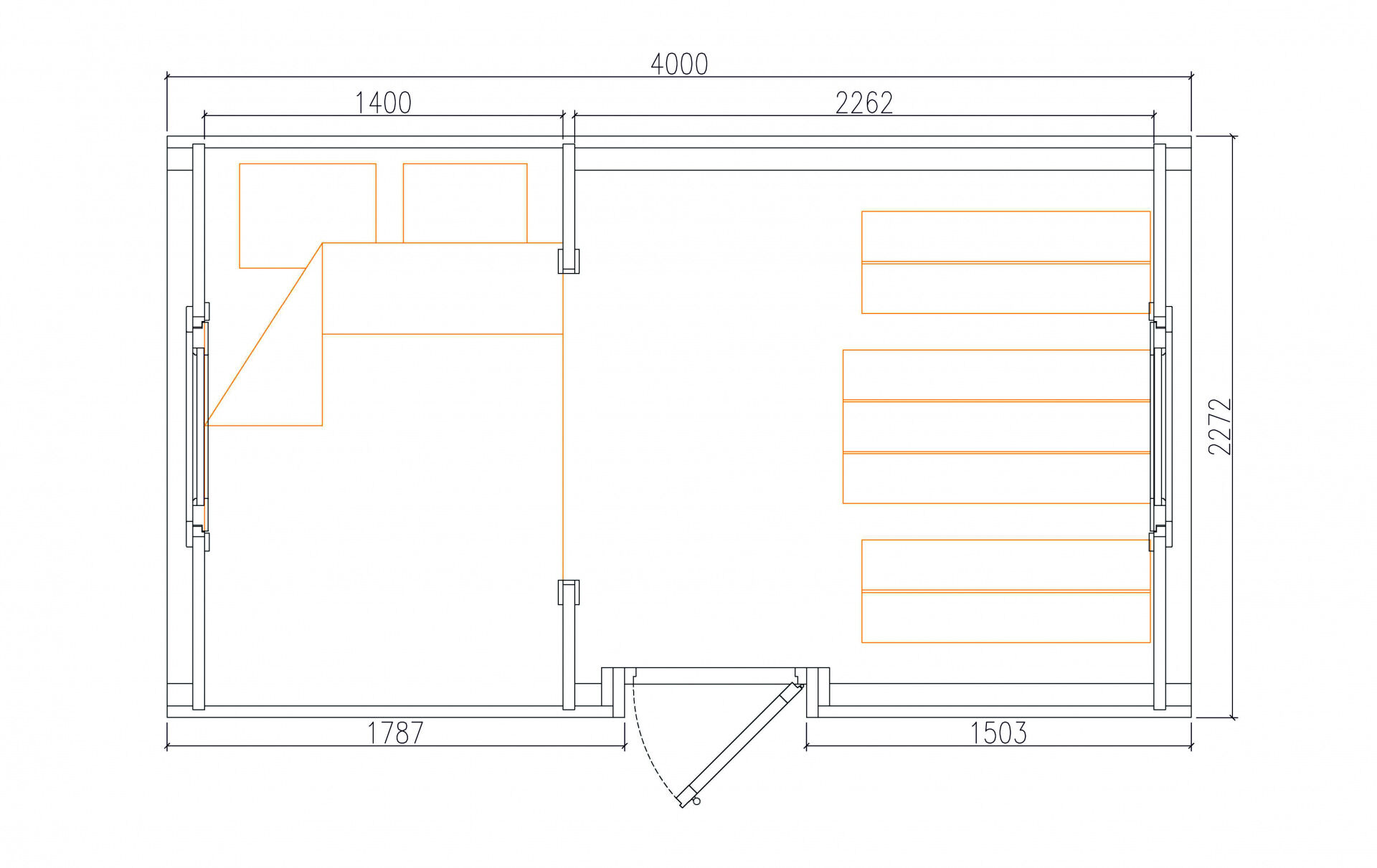 Camping Pod Helsinki 240x400, montiert