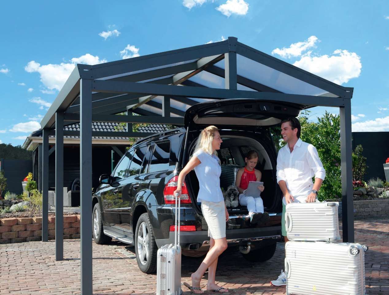 Aluminium Carport mit Satteldach, 500, klar