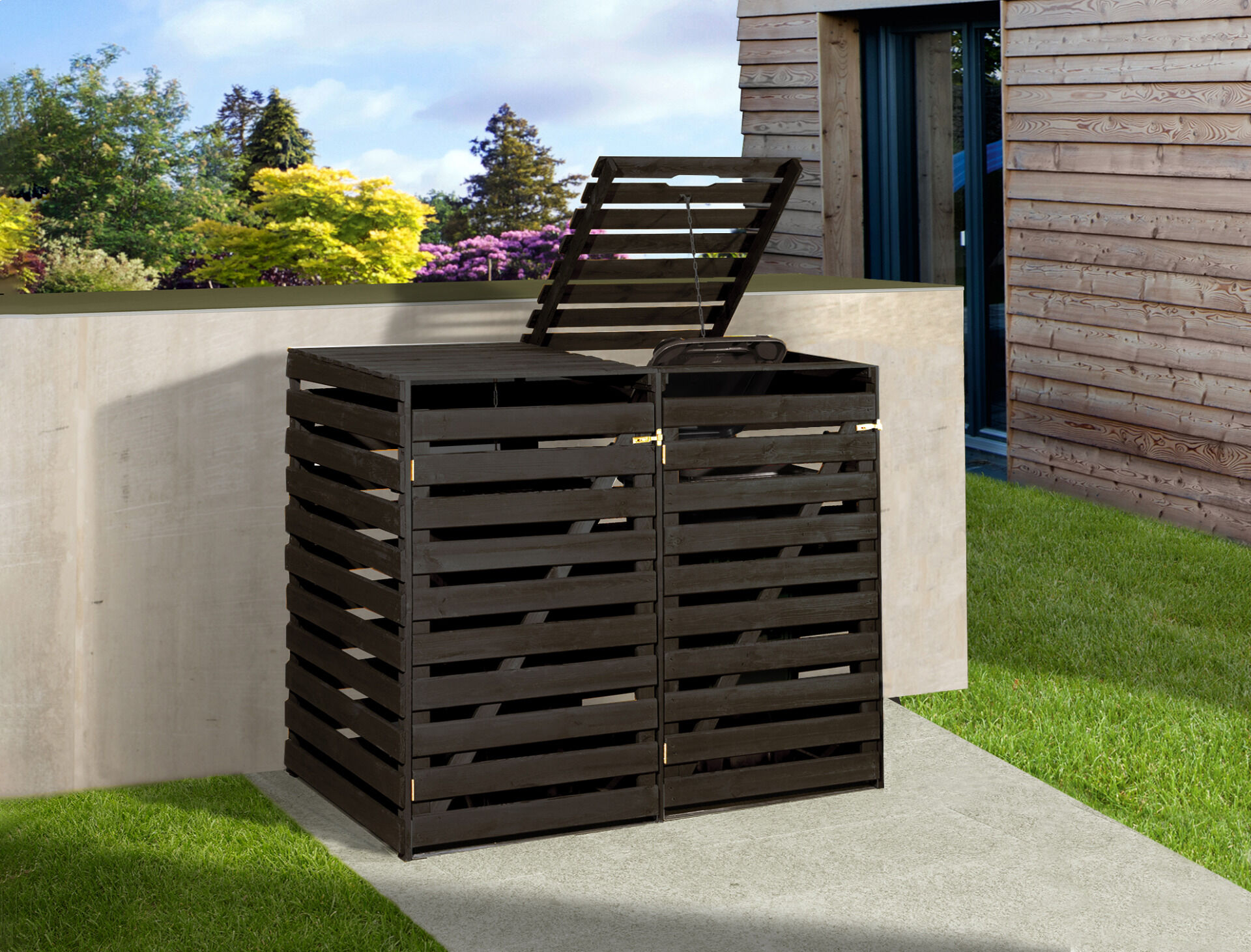 Mülltonnenbox für 2 Tonnen, anthrazit imprägniert