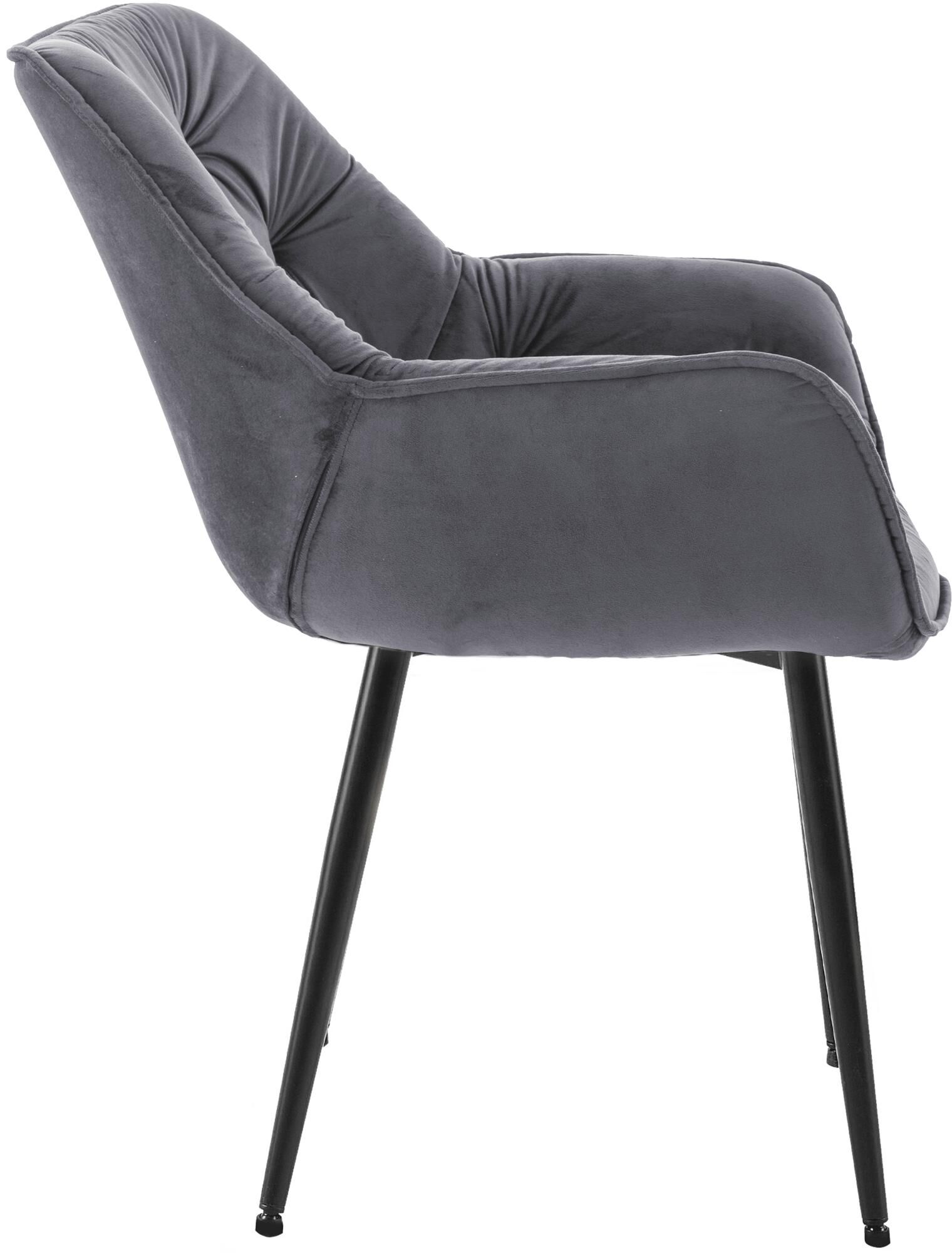 4er Set Stuhl Tanna Samt, dunkelgrau