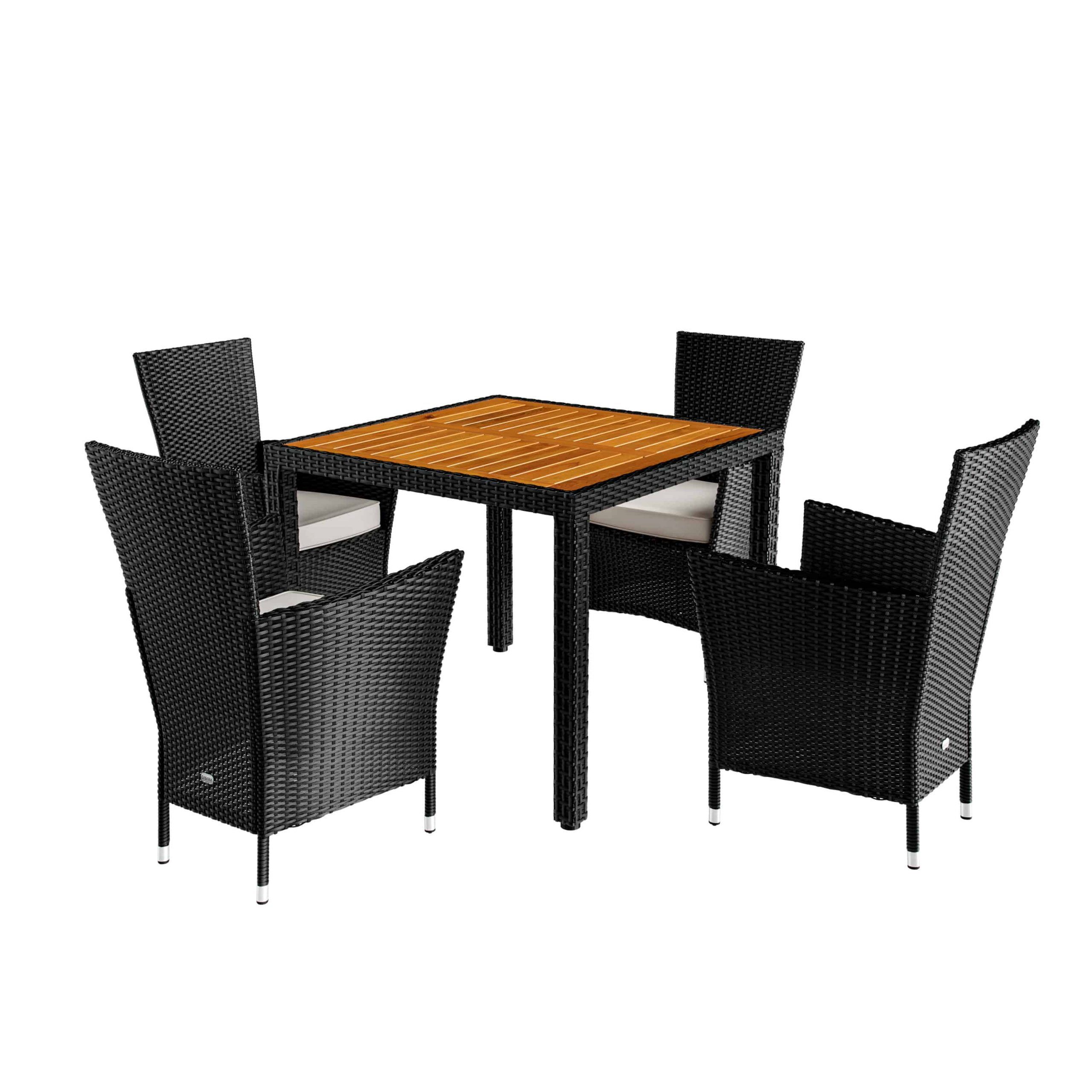 Polyrattan Garten-Sitzgruppe Korfu 5-tlg Schwarz