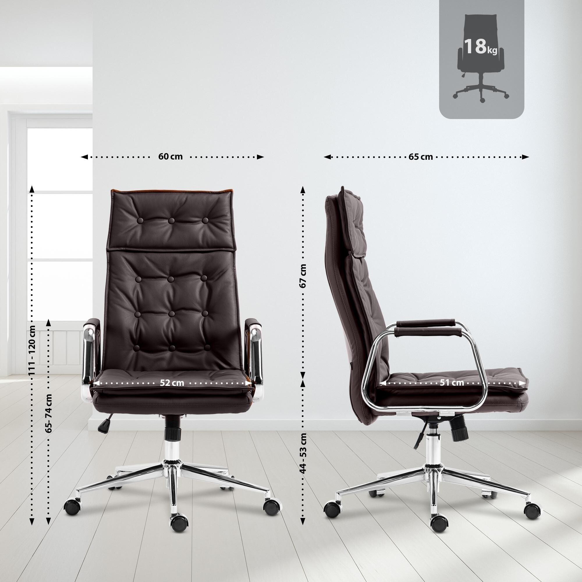 Bürostuhl Sotira Echtleder, braun