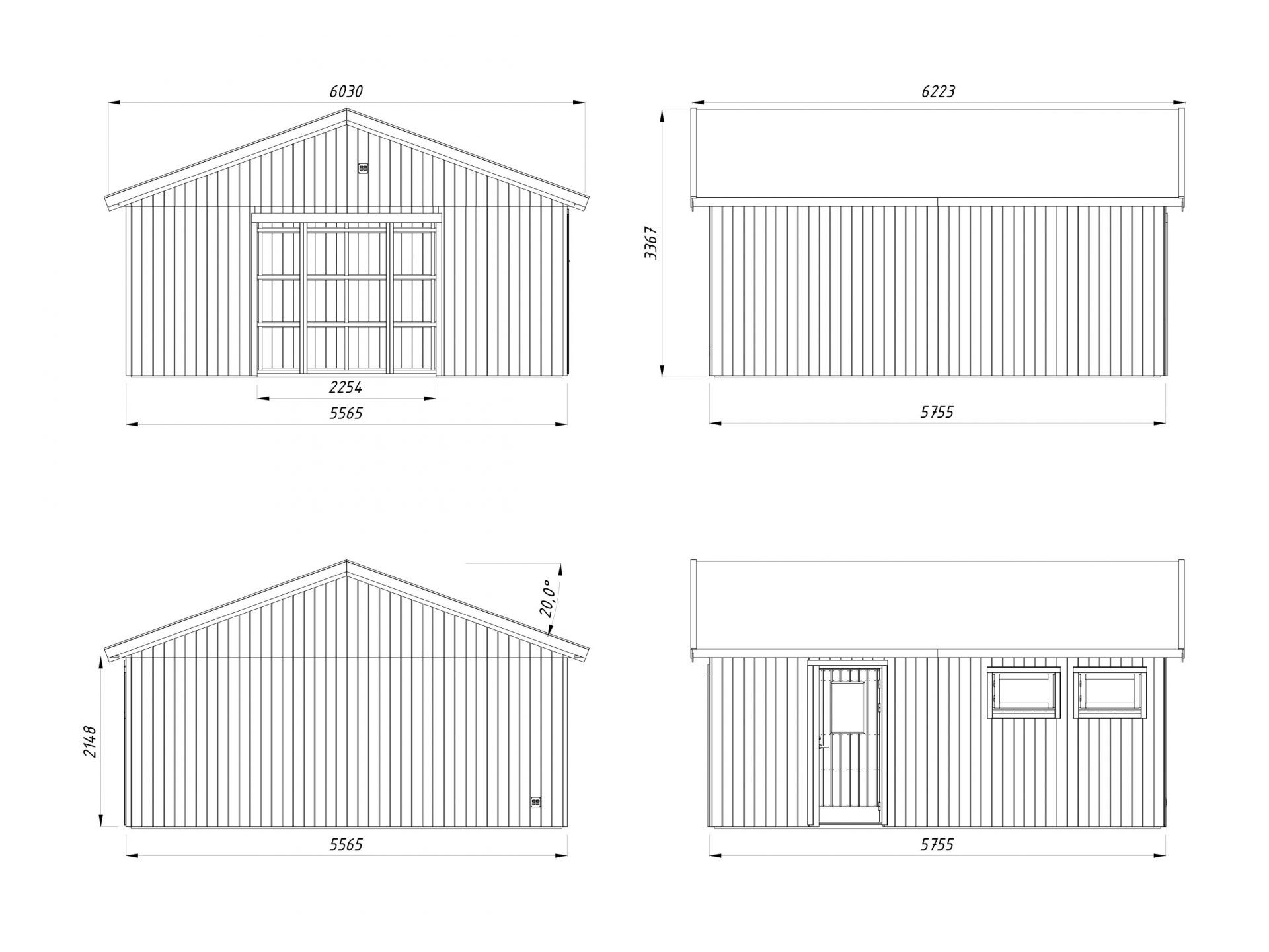 Palmako Holzgarage Andre 28,5 m² ohne Tor