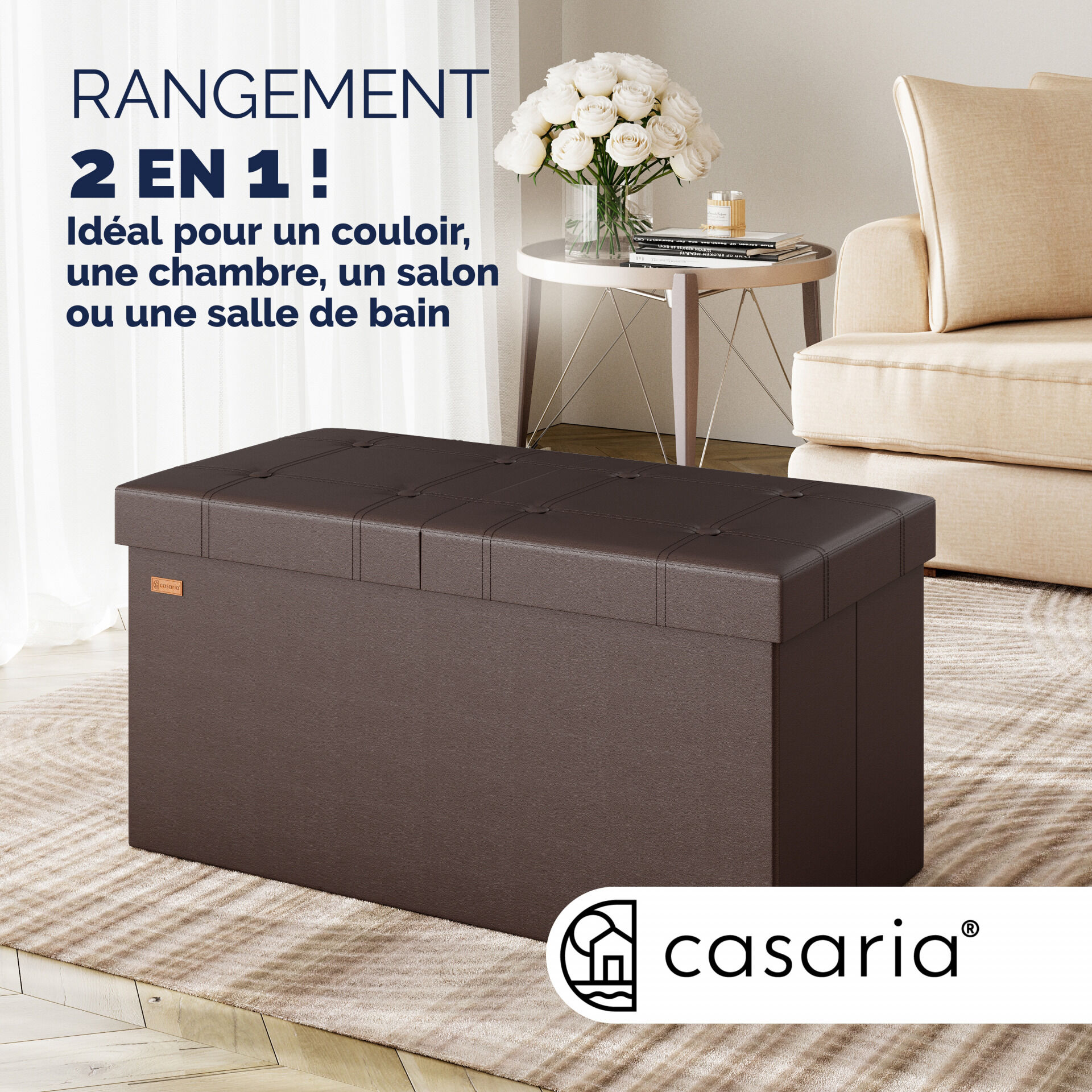 Sitzbank Braun 80x40x40cm mit Stauraum faltbar