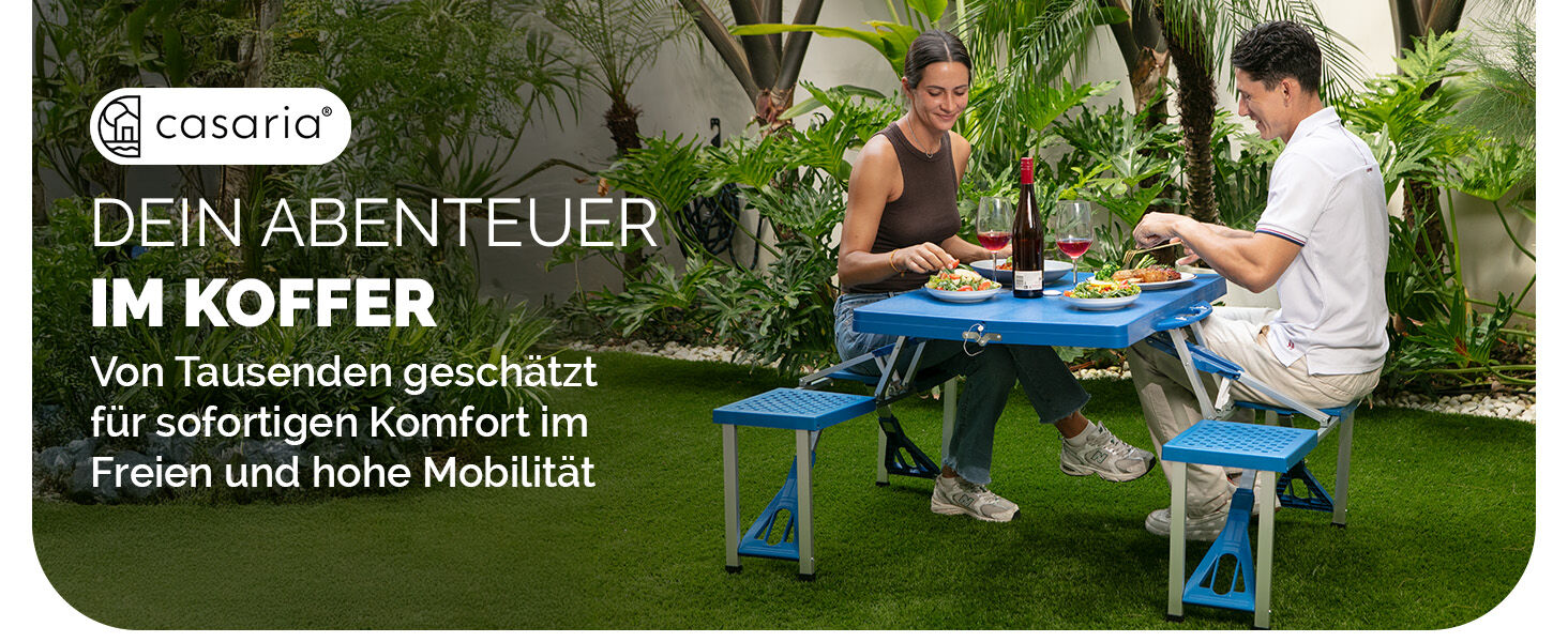 Campingtisch Blau Alu für 4 Personen klappbar