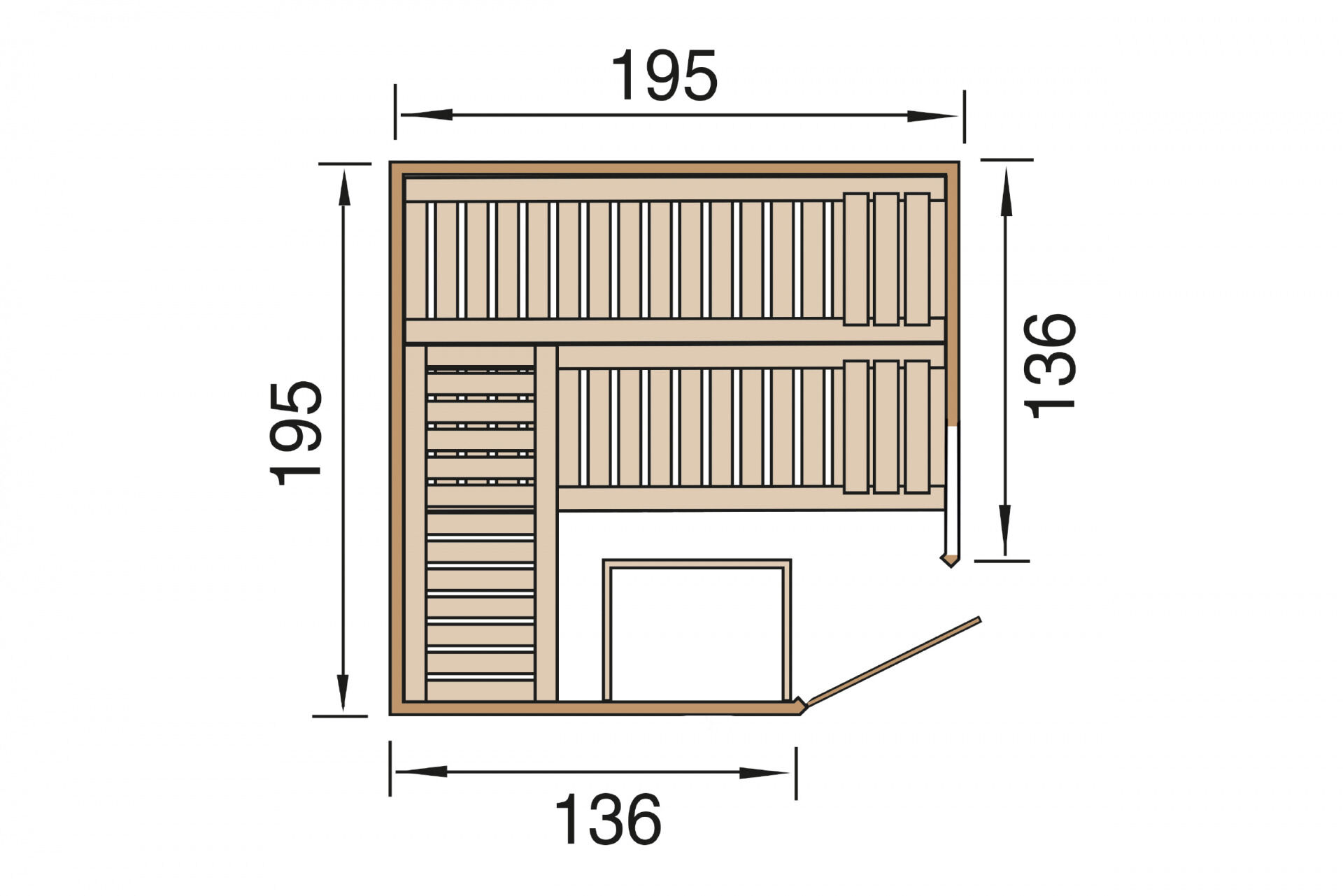weka Design-Sauna KEMI Eck 2F, ohne Ofen, ohne Beleuchtung