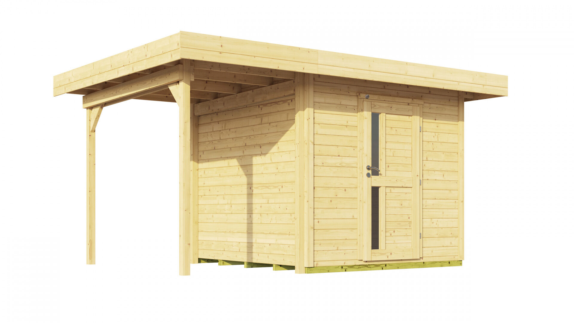 weka Design-Gartenhaus 172 A 4,3x3,8m, Naturbelassen, Premium Dachbahn selbstklebend