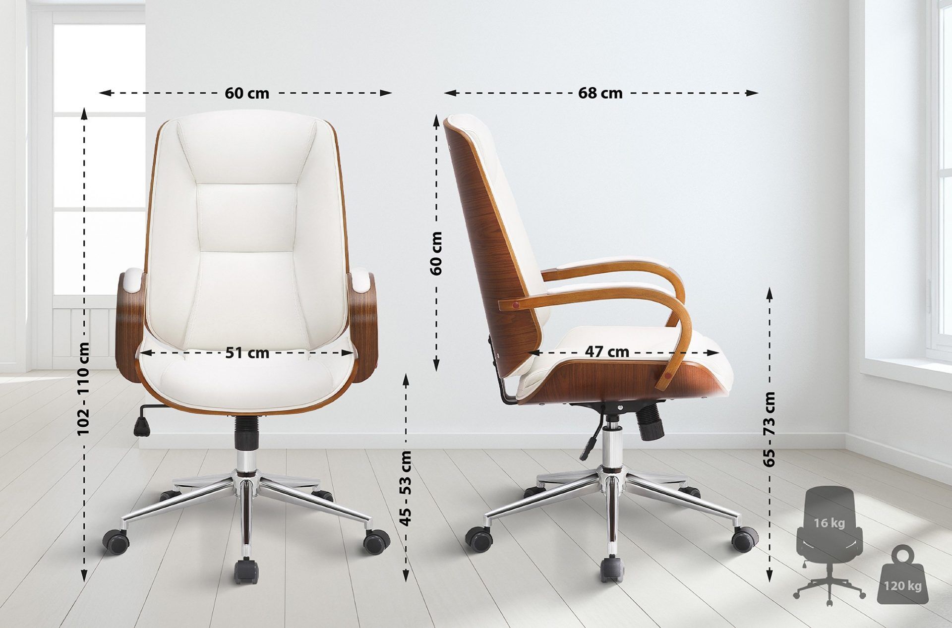 Bürostuhl Yankton, walnuss/weiß