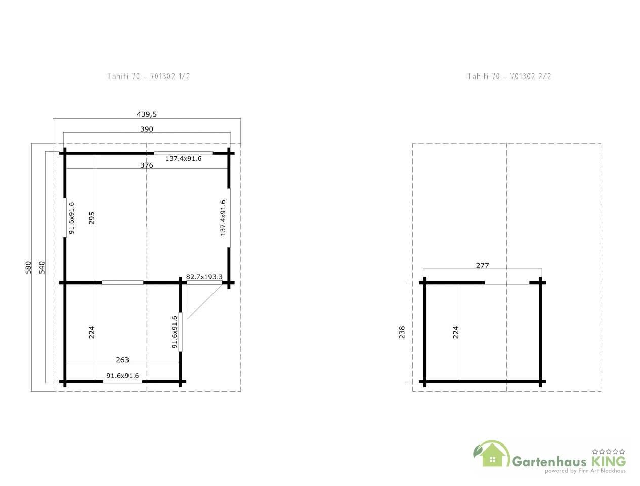 Lasita Maja Gartenhaus Tahiti 70 Grundriss