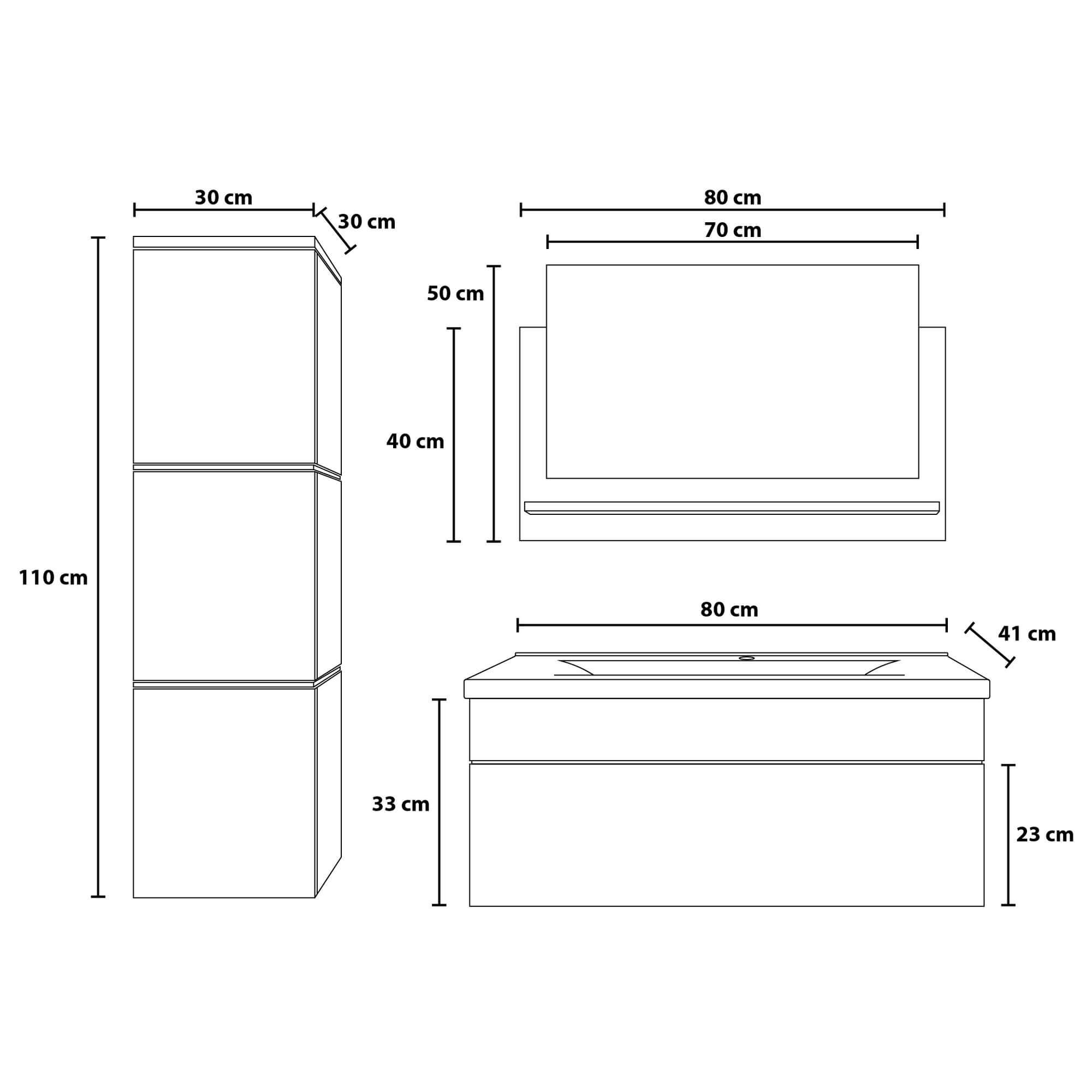 Badmöbel Komplettset WANGEROOGE BIG L - Weiß Made in Germany