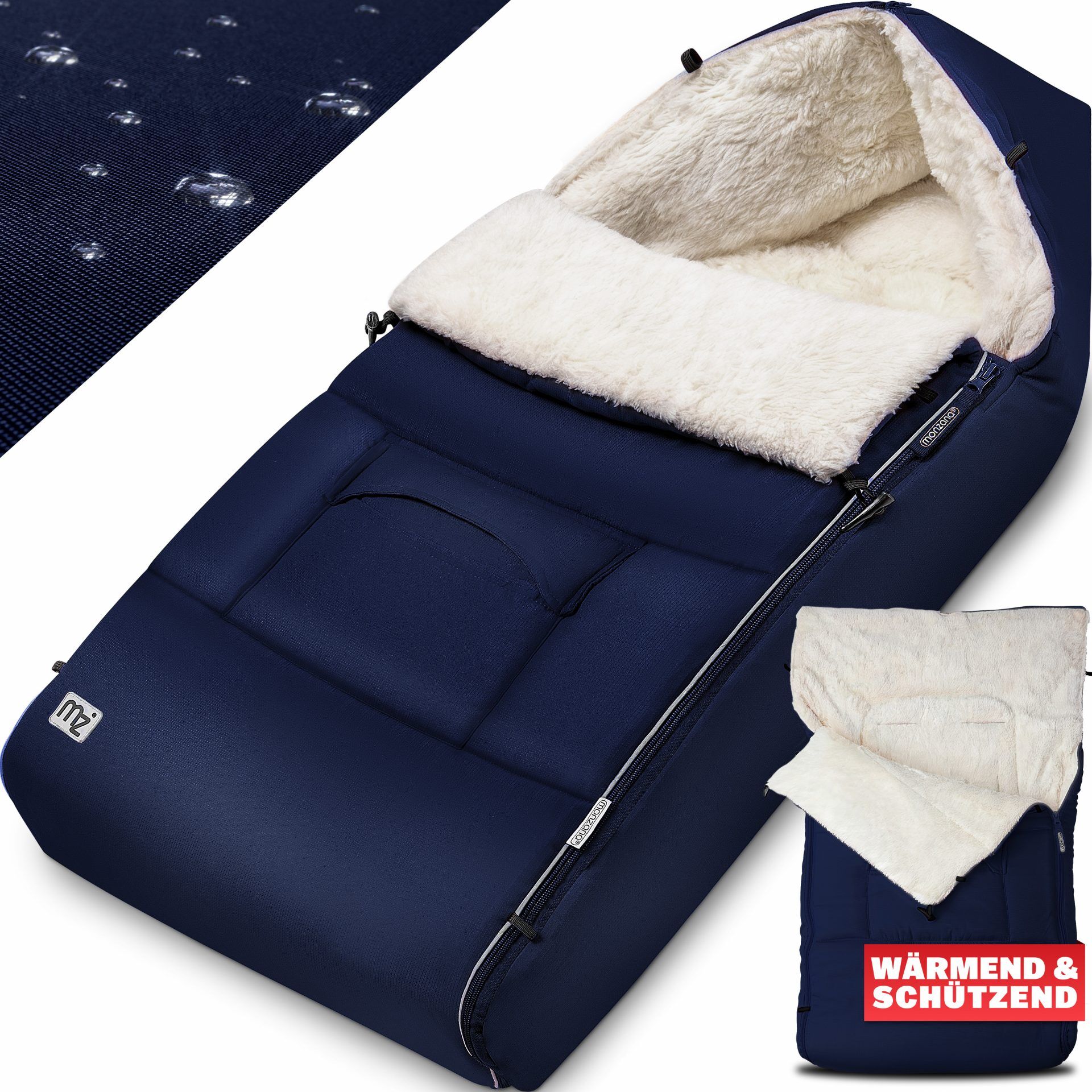 Babyfußsack Marine gefüttert Kinderwagen geeignet