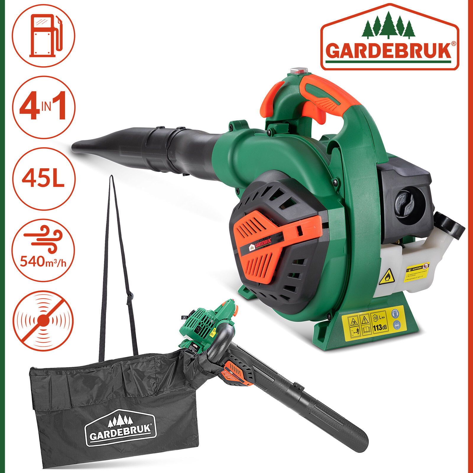 Benzin-Laubsauger 3in1 mit 45L Auffangsack