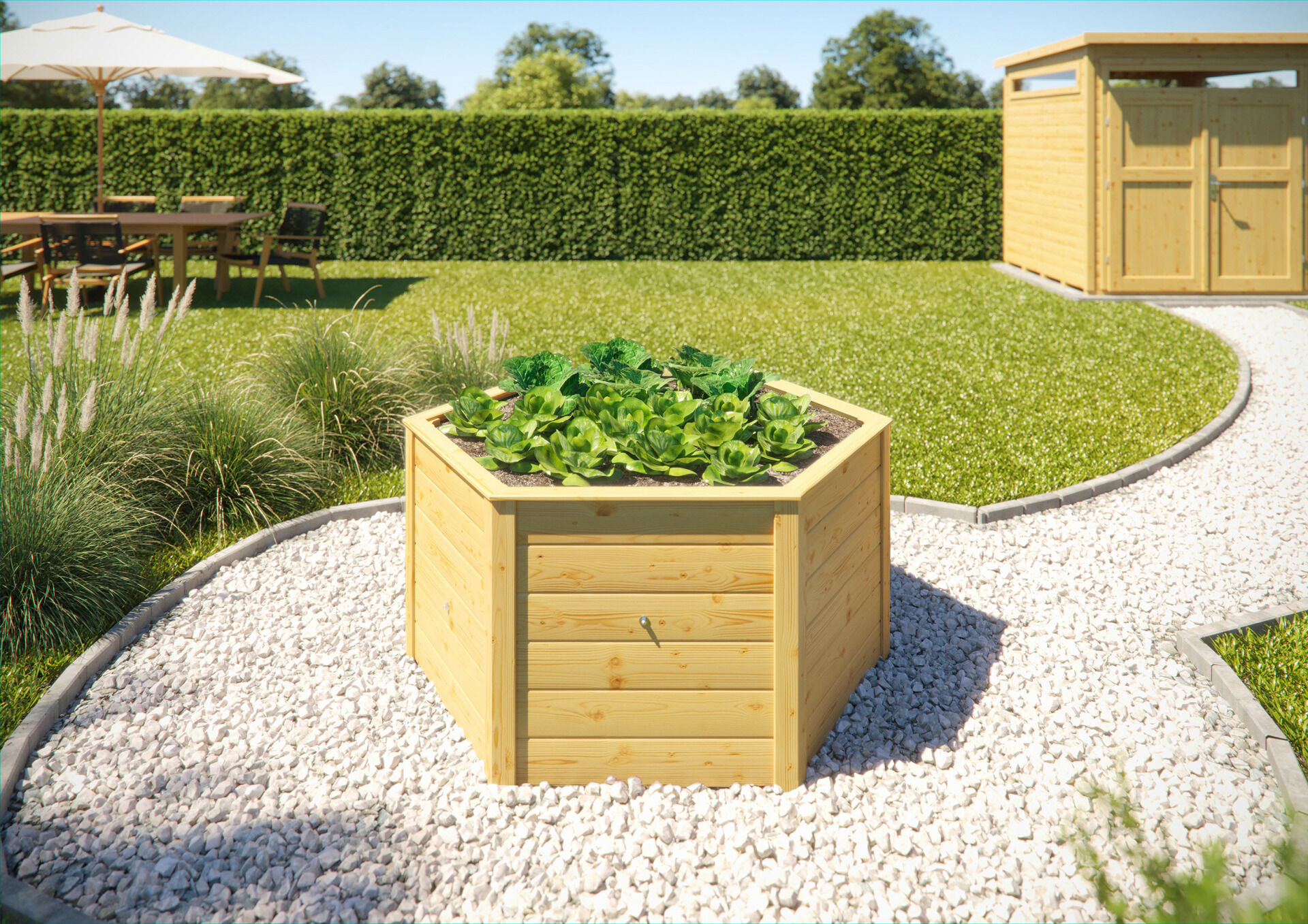weka Elementhochbeet 6-Eck, 669, 21 mm, natur