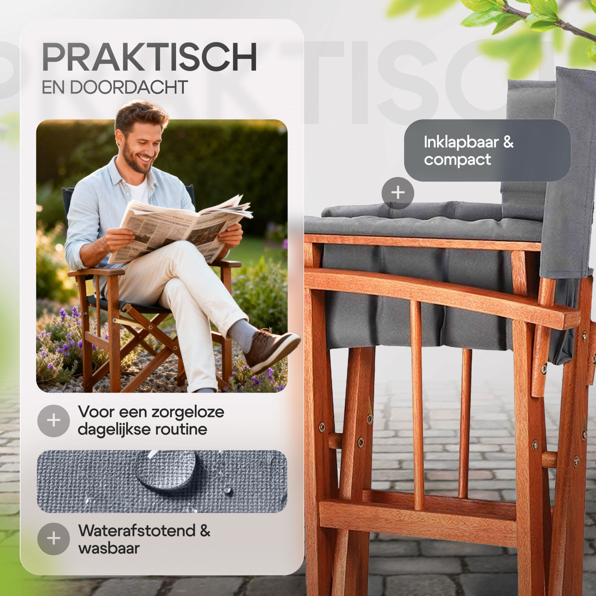 Regiestuhl Anthrazit Eukalyptusholz FSC®-zertifiziert Klappbar