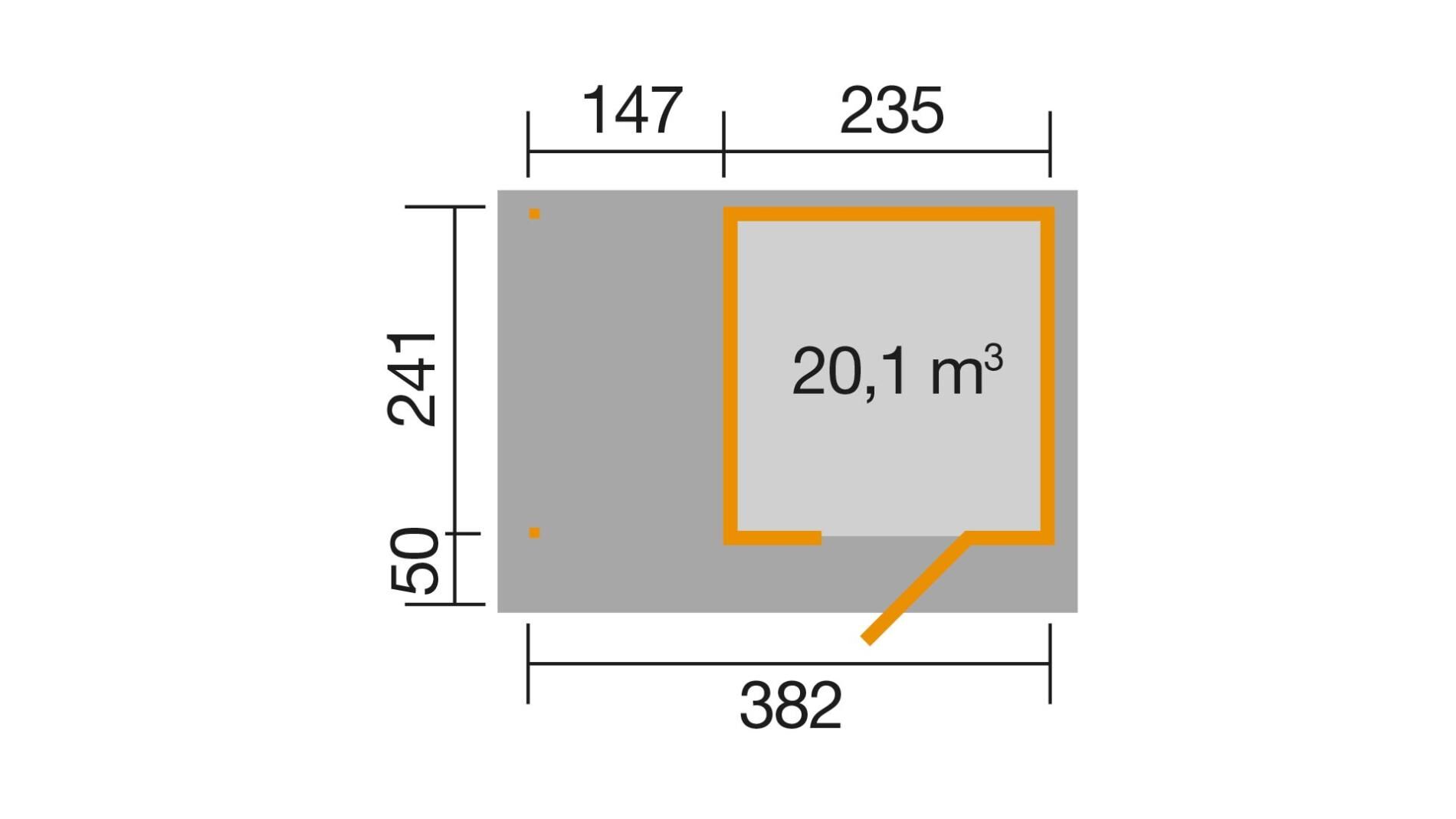 weka Design-Gartenhaus 172 A 4,3x3,1m, Naturbelassen, Premium Dachbahn selbstklebend