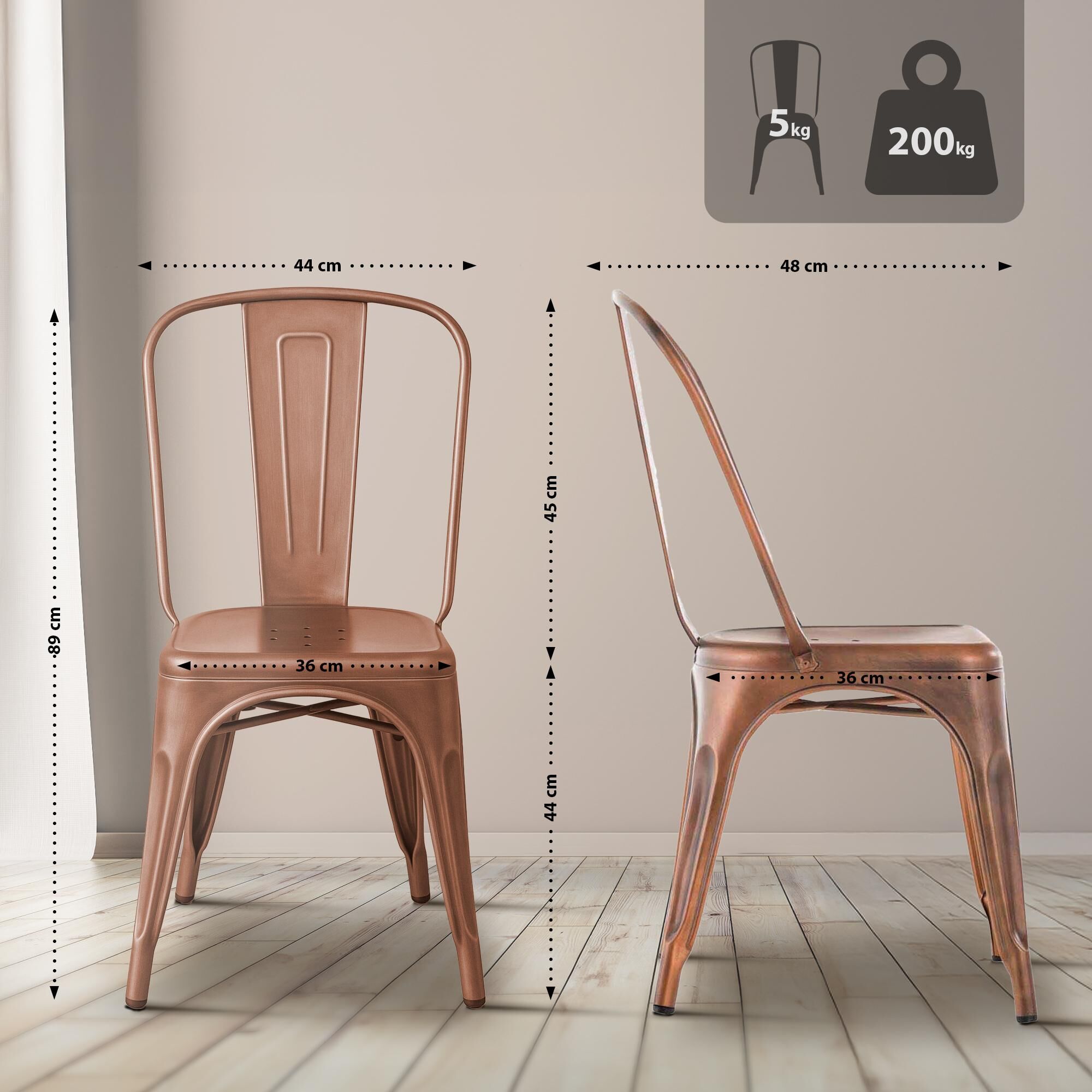 4er Set Stuhl Benedikt, kupfer