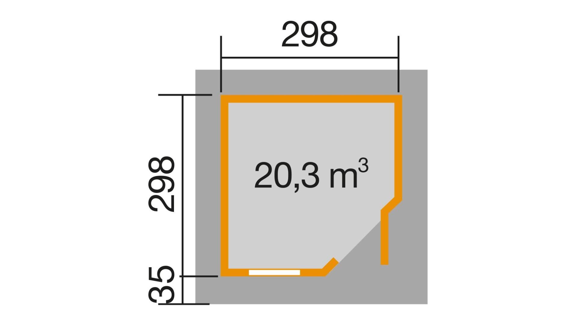 weka Design-Gartenhaus 213 – 3,4x3,4m, Naturbelassen, Premium Dachbahn selbstklebend
