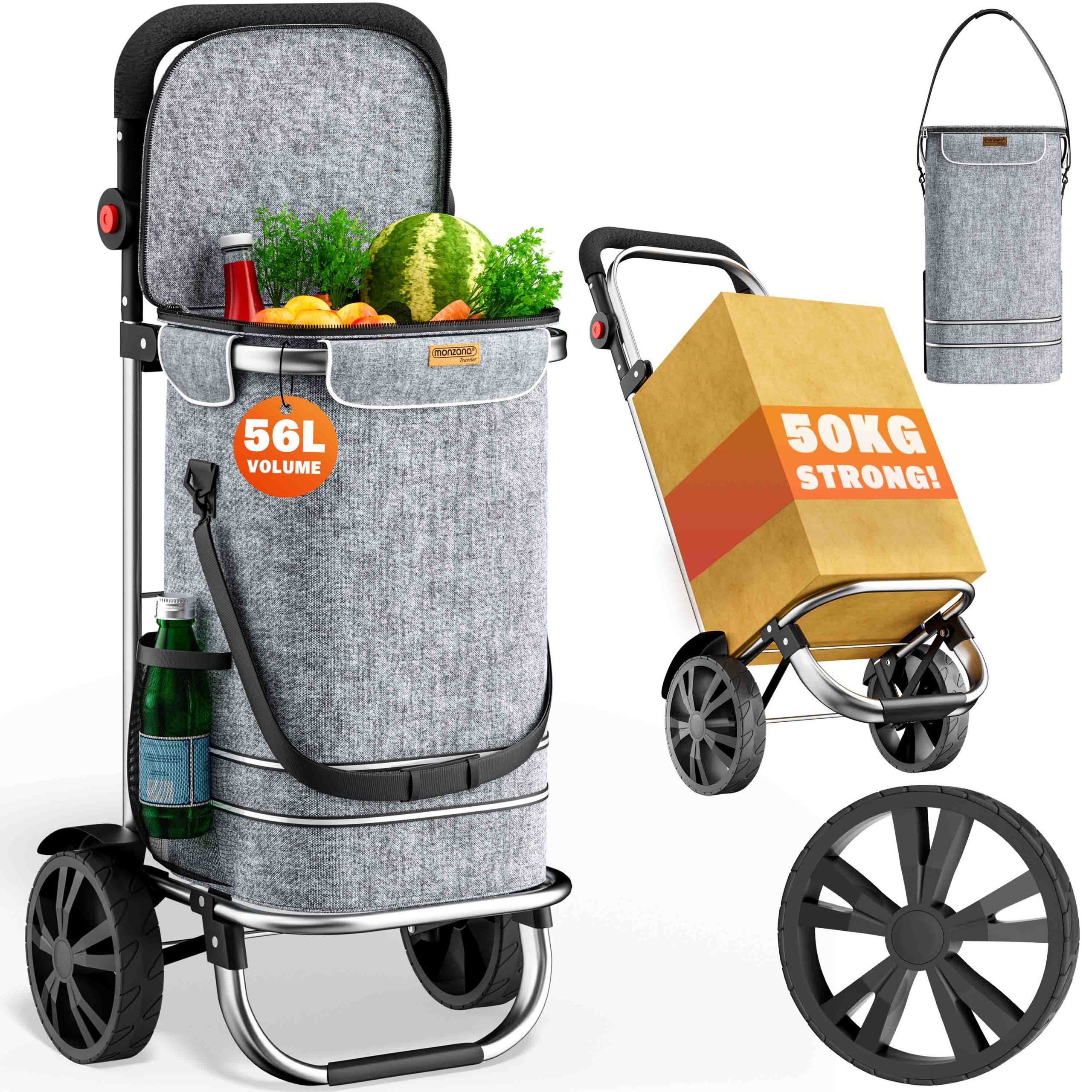 Einkaufstrolley Grau Alu 56L 31x24x54cm