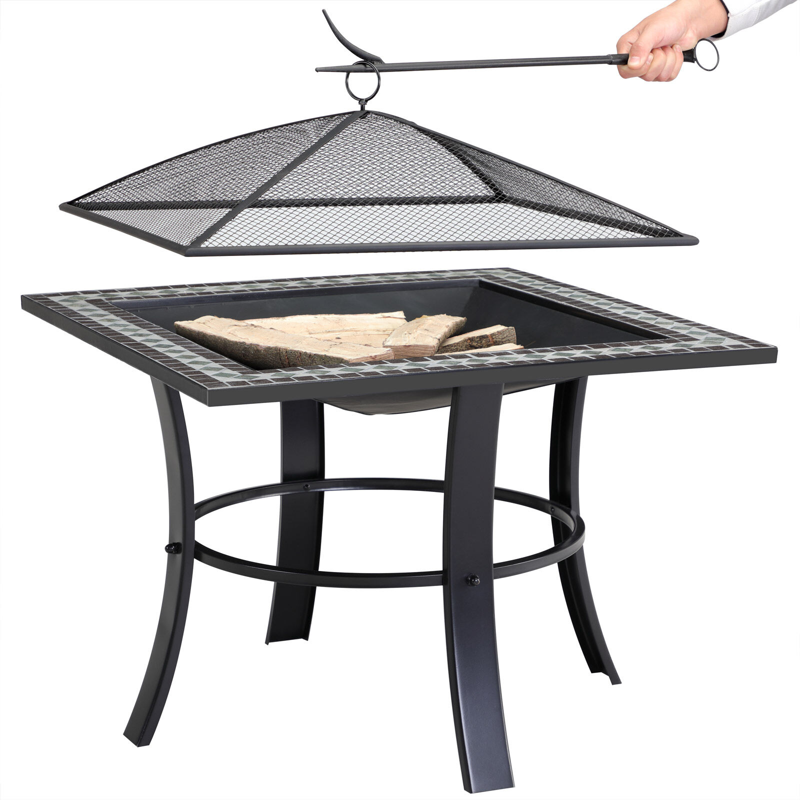 Feuerschale Mosaik Runedak Stahl 76x76cm