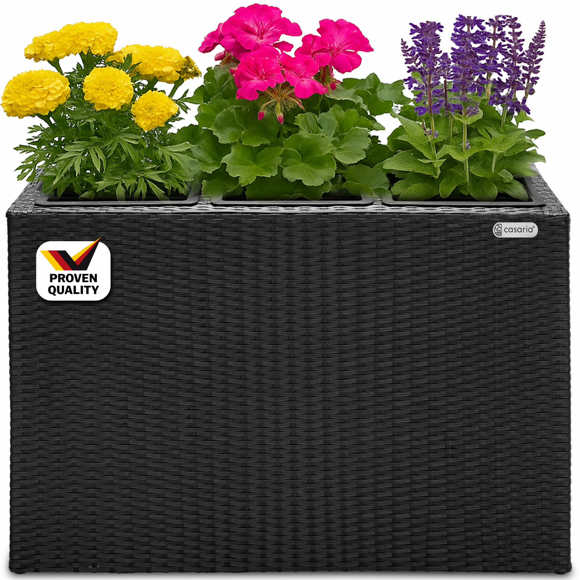 Polyrattan Blumentopf Schwarz 83x30,5x60cm