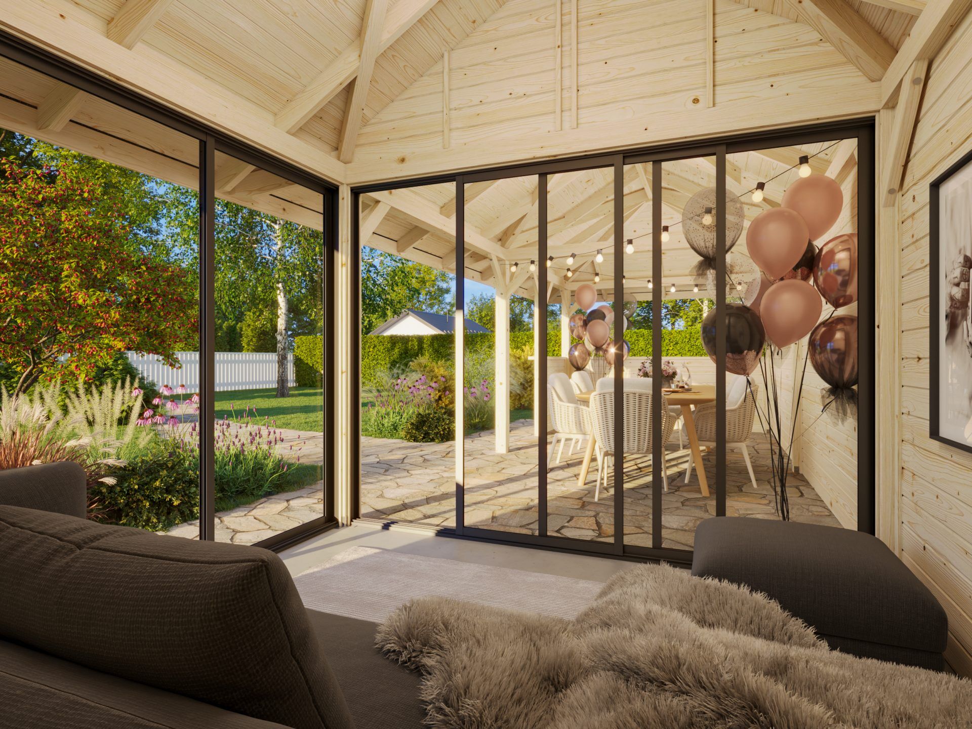 Palmako Pavillon Bianca 24,9 m² Set 515 Slide Plus
