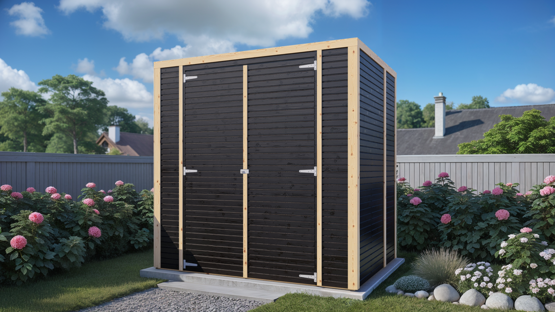 Gerätehaus Holz Box 2 schwarz/natur 207 x 156 cm