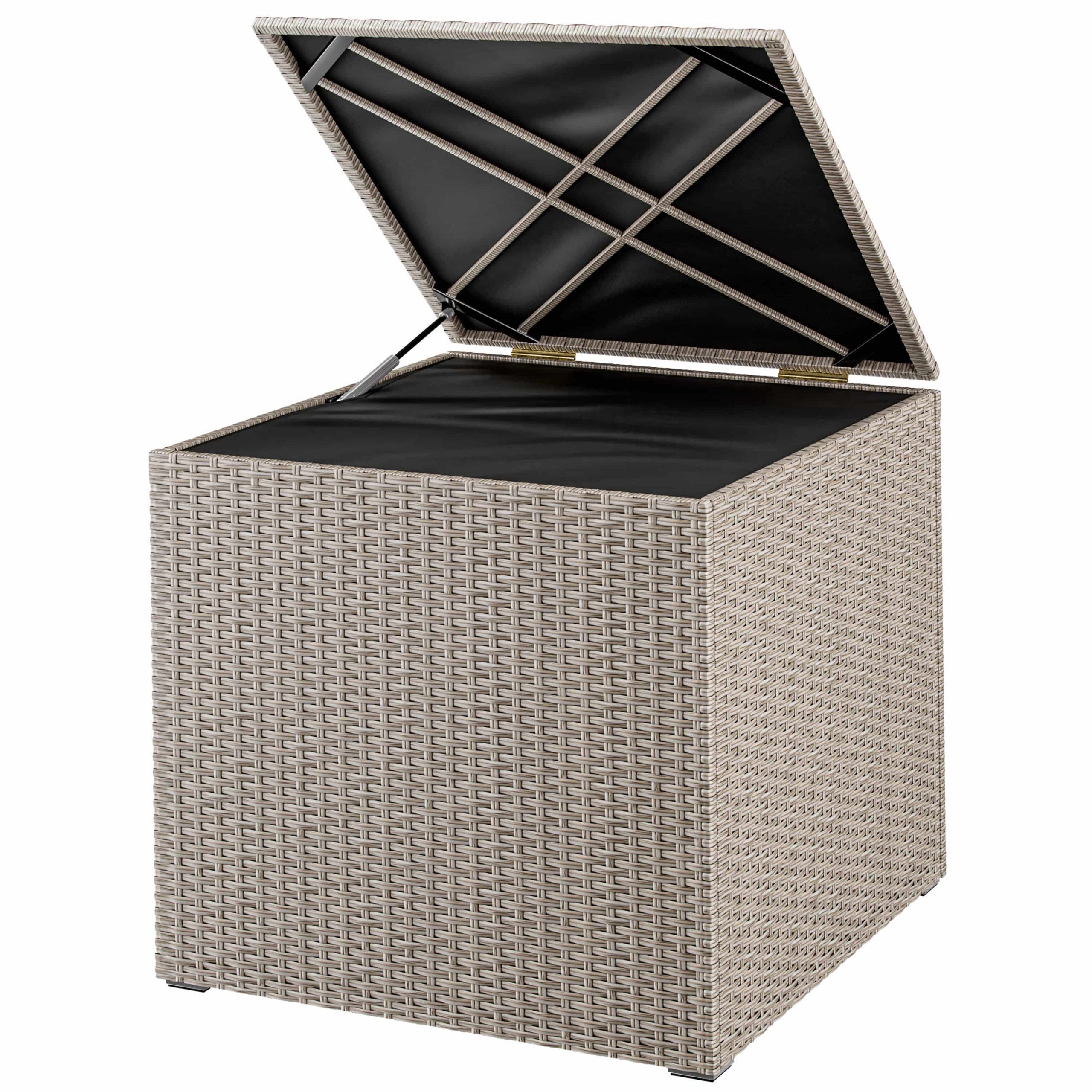 Gartenbox Polyrattan 318L Creme mit Innenverkleidung wetterfest