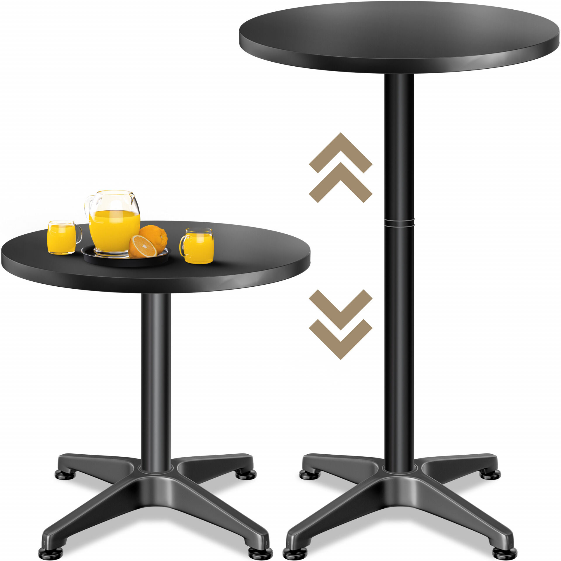 Stehtisch Ø60cm höhenverstellbar 70/115cm Alu Schwarz