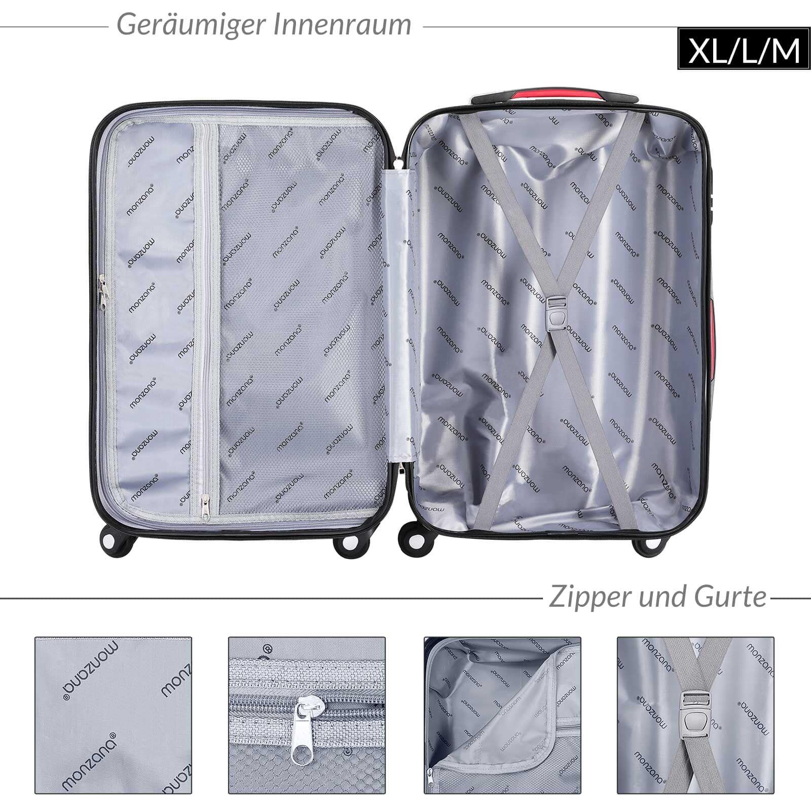 Hartschalenkoffer XL Rollen 360º Reisekoffer 90L Blau ABS