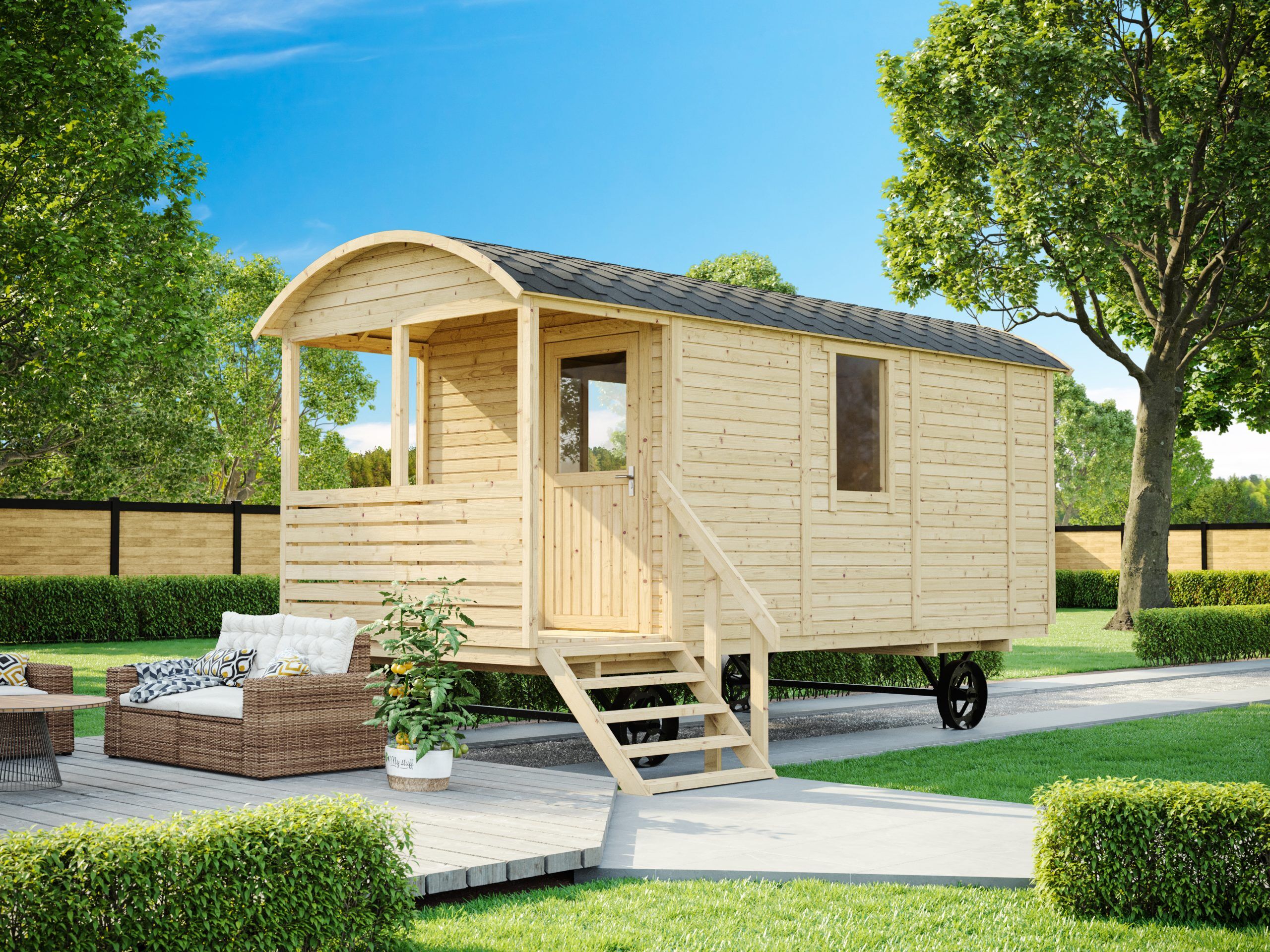 Pipowagen Tinyhaus 415 mit Veranda