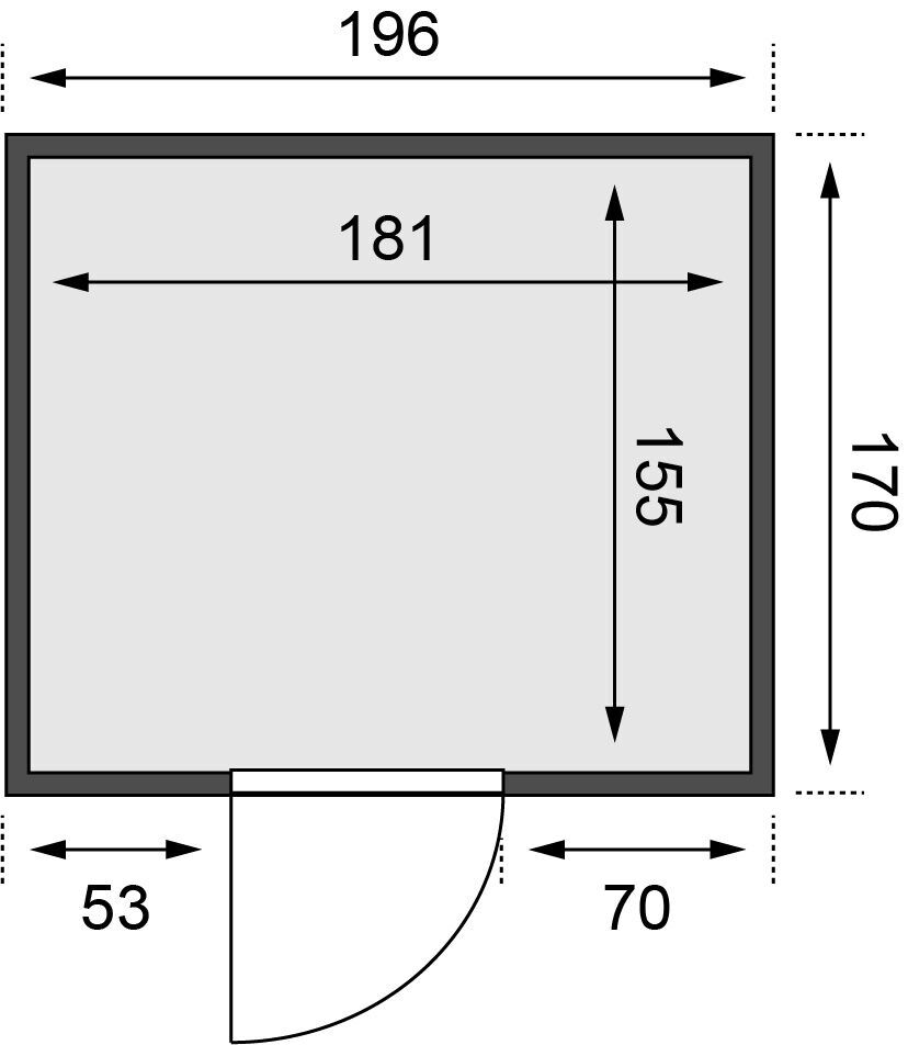Karibu Systemsauna Daria, ohne Ofen, ohne Beleuchtung