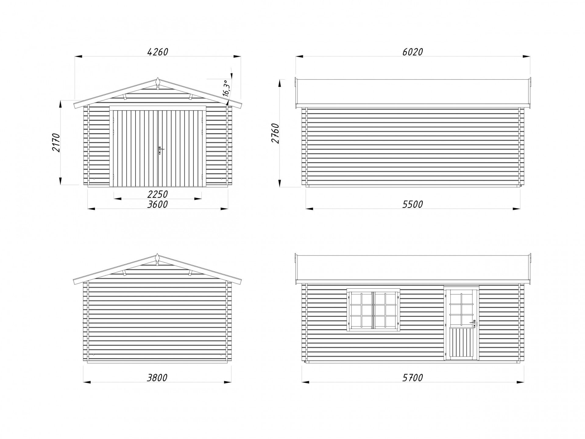 Palmako Holzgarage Roger 19,0 m² mit Holztor