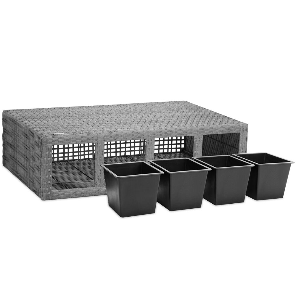 Polyrattan Blumentopf Grau 95x27x60cm