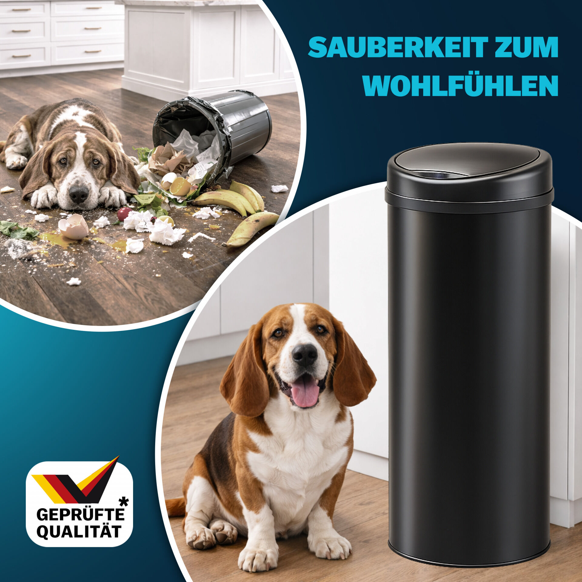 Sensor Mülleimer Schwarz Edelstahl 50L