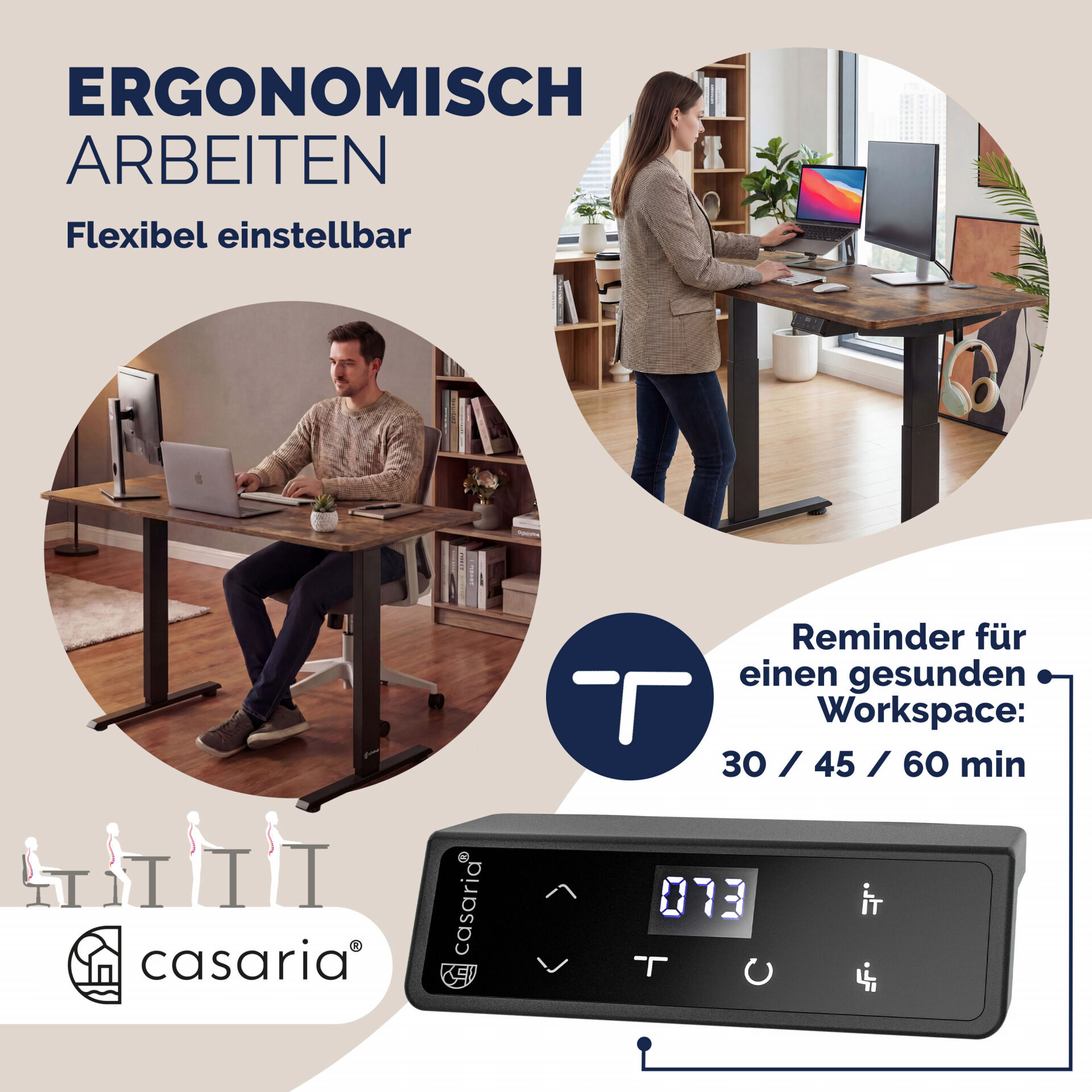 Höhenverstellbarer Schreibtisch Braun 140x60x72-117cm