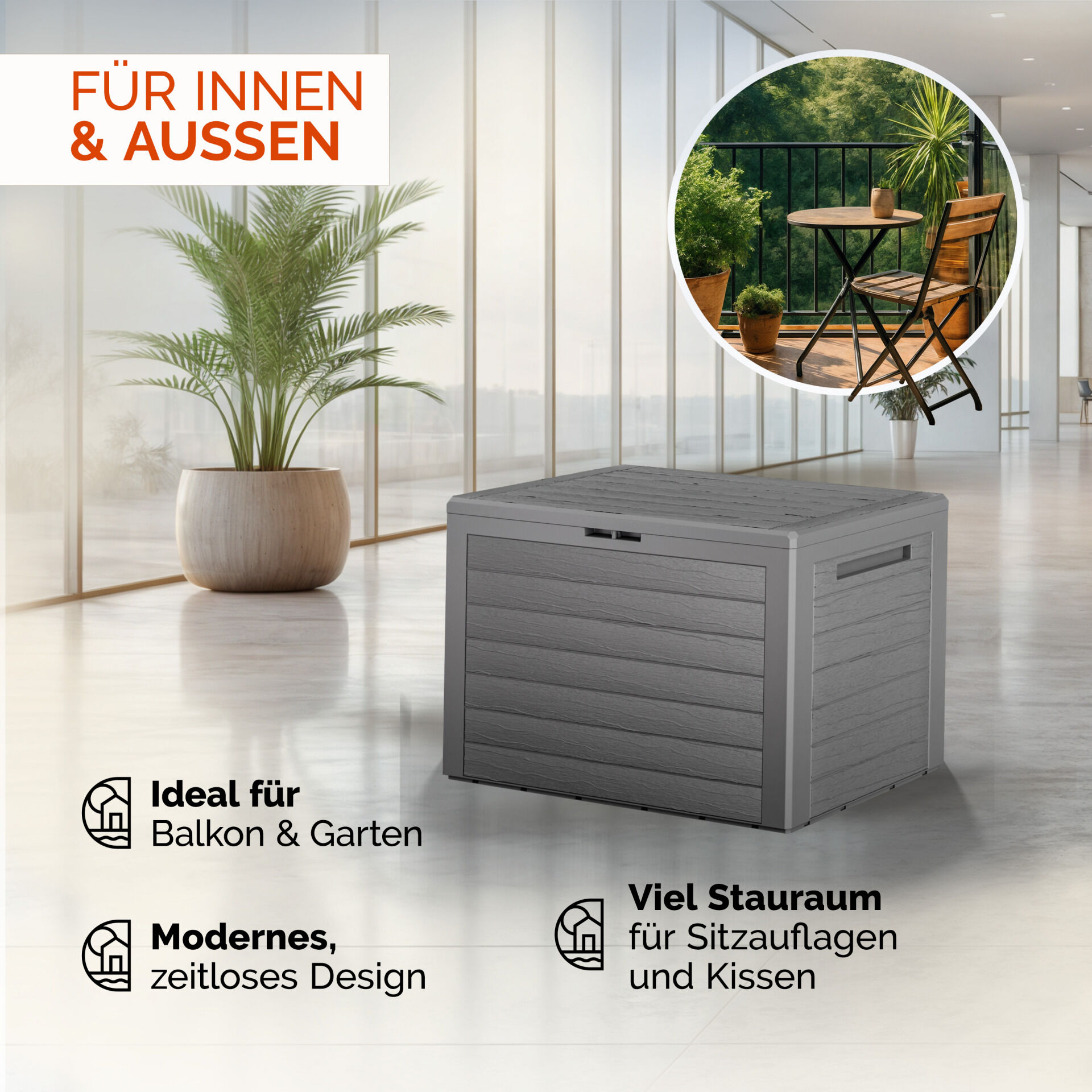 Auflagenbox Lille Grau 190L