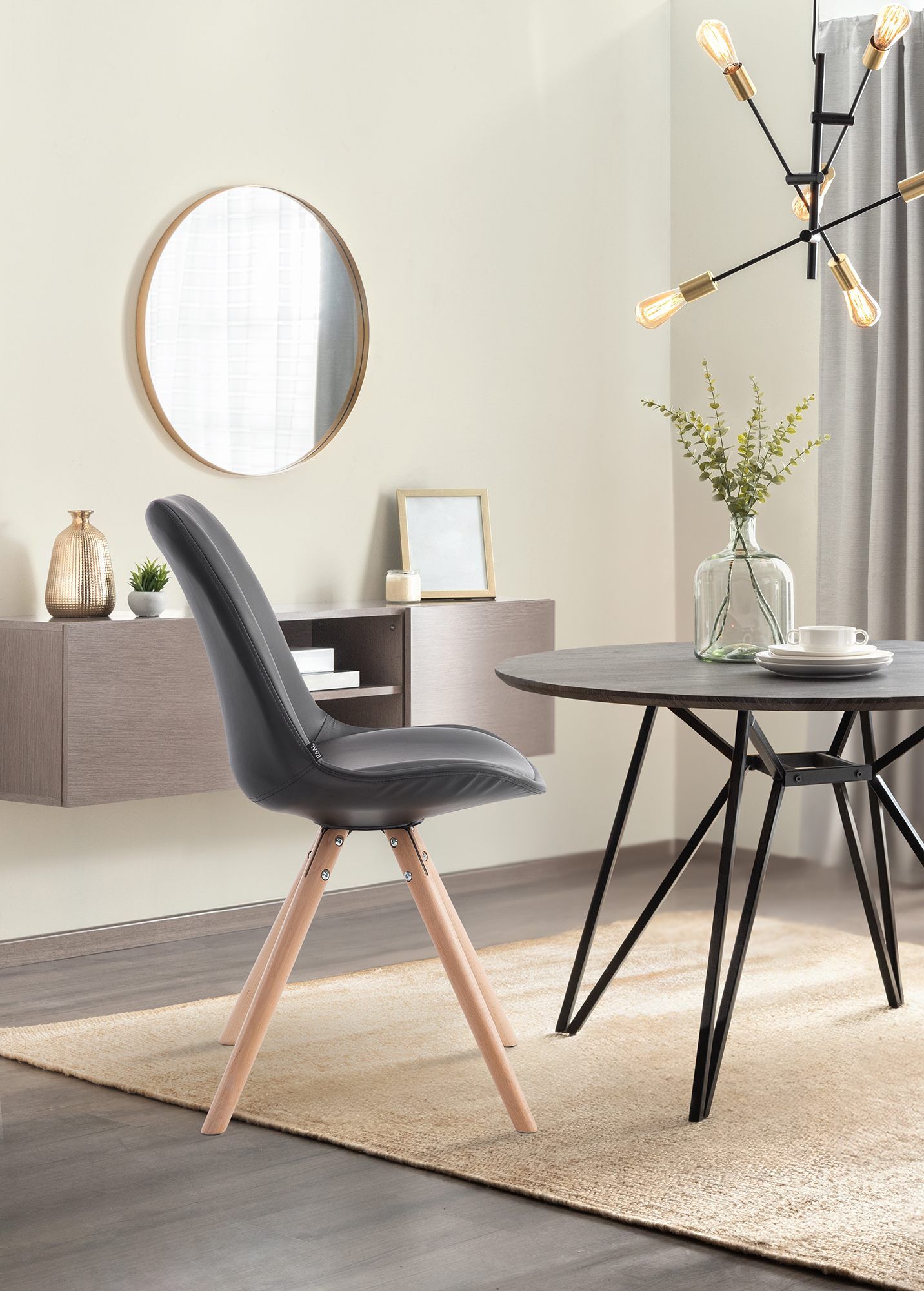 Besucherstuhl Laval Natura Rund, schwarz