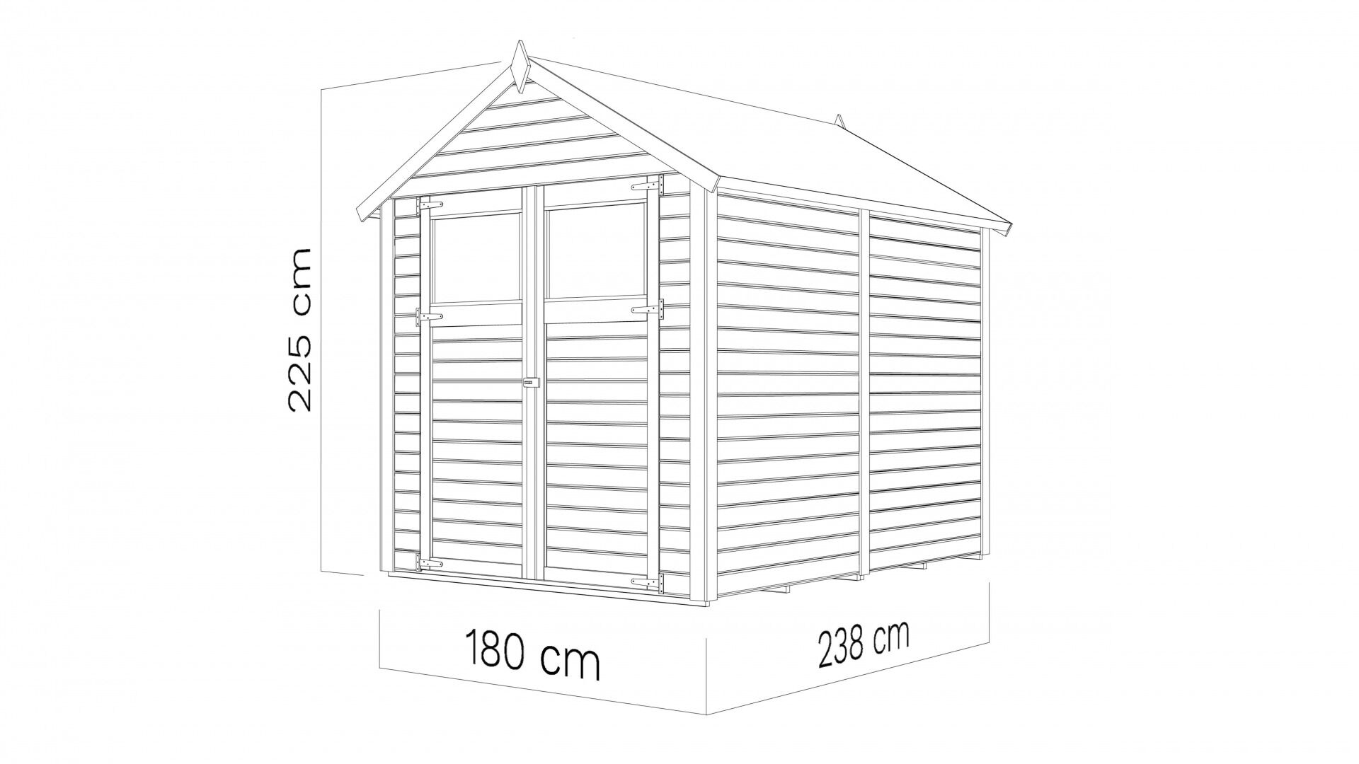 Gartenhaus Sylt 3 naturbelassen 180 x 238 cm
