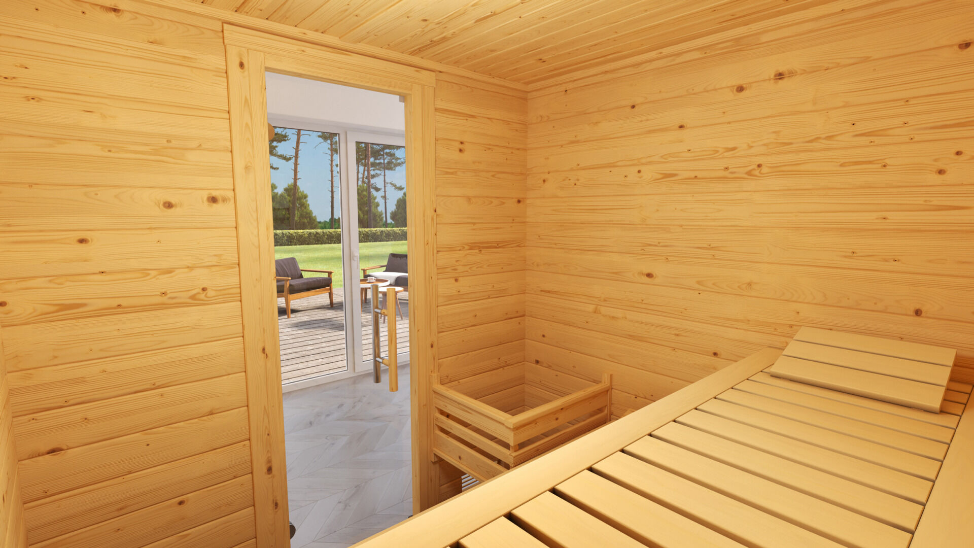weka Premium-Massivholzsauna 45 mm BERGEN 2, ohne Ofen, ohne Beleuchtung