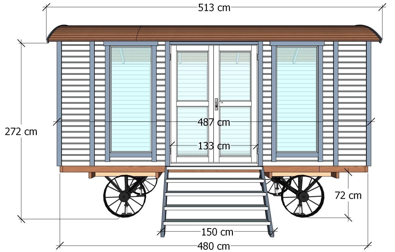 Tinyhaus Bauwagen Zirkuswagen Schäferwagen Pipowagen XXL 480, ohne Räderset