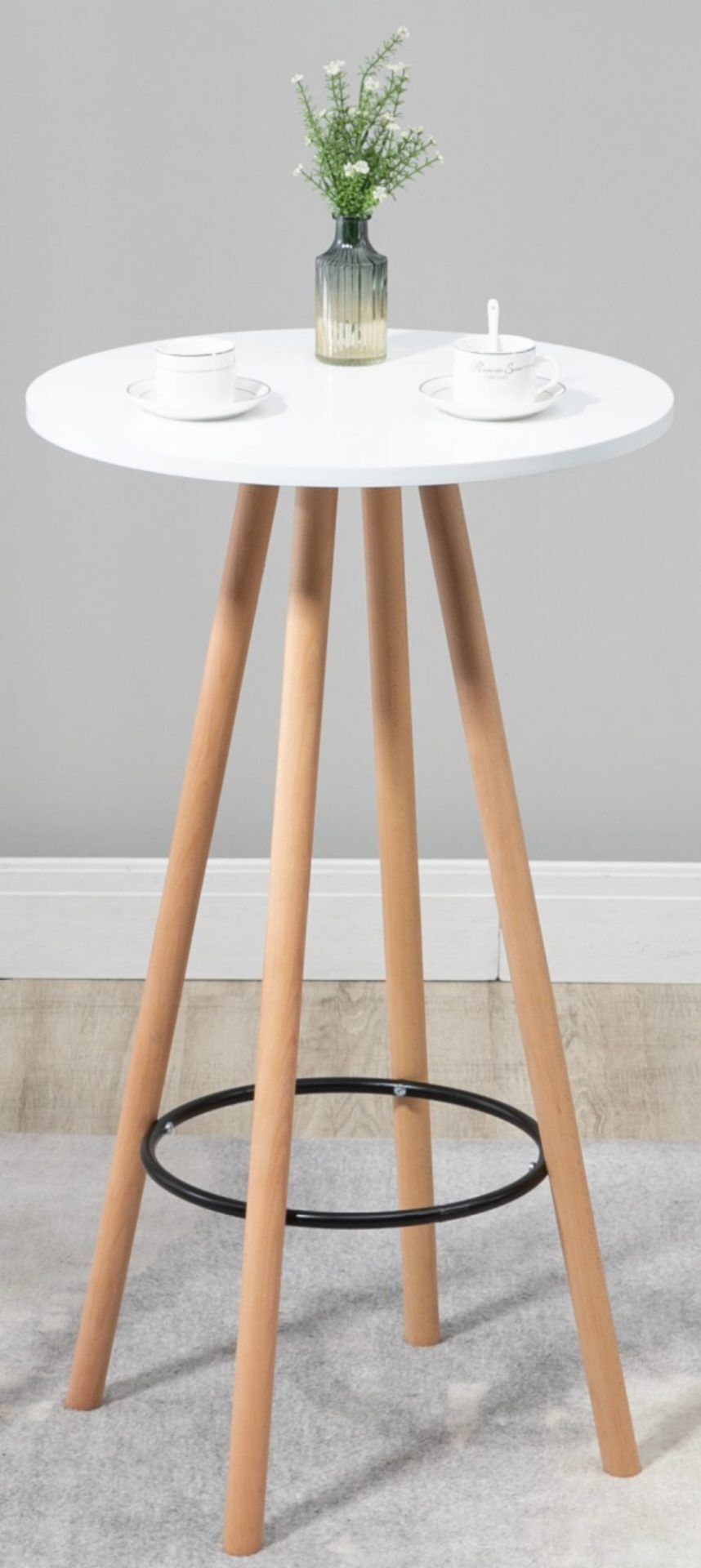Stehtisch Livia rund, natura/weiß