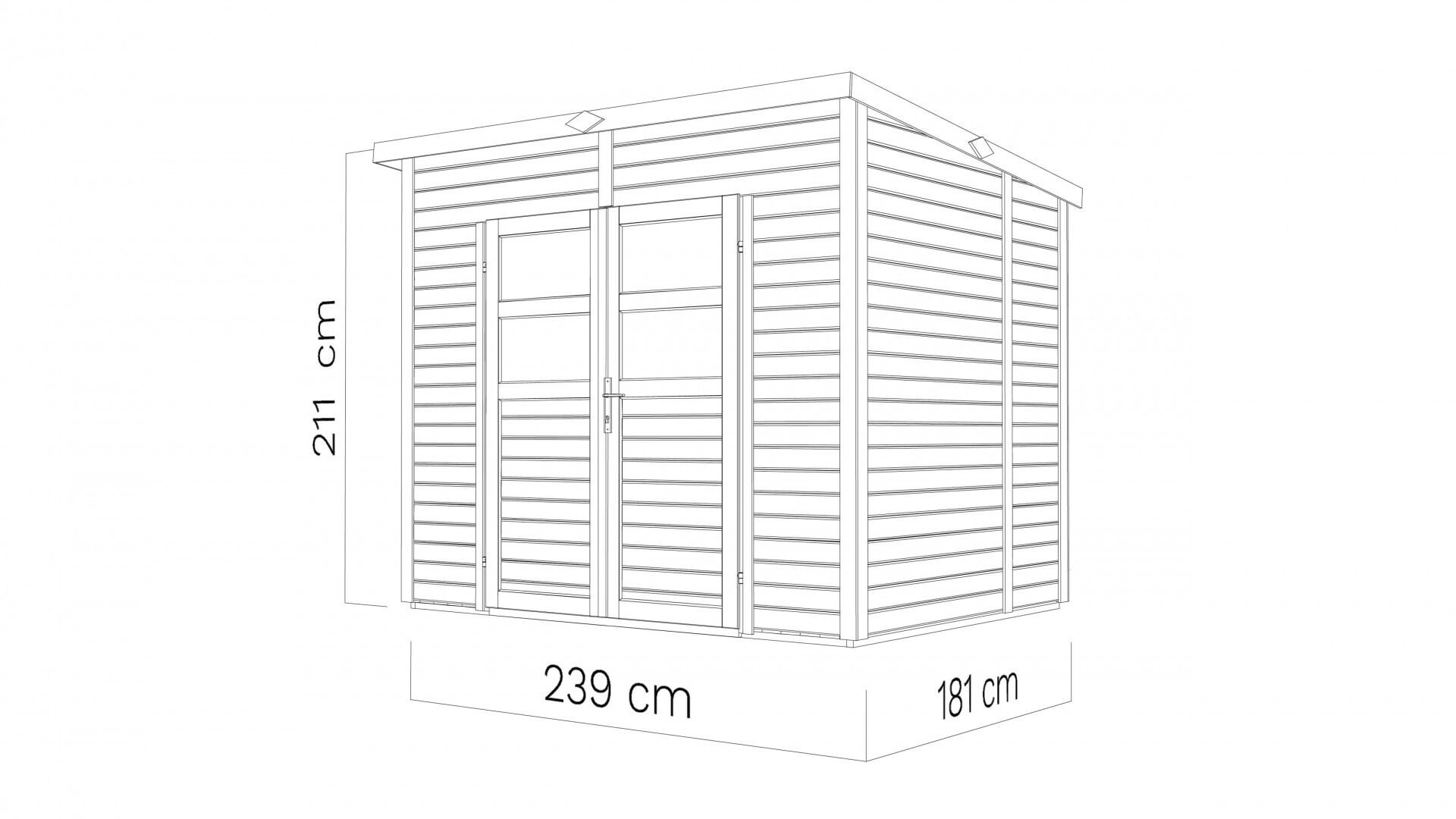 Gartenhaus Felix 2 hellgrau 239 x 181 cm