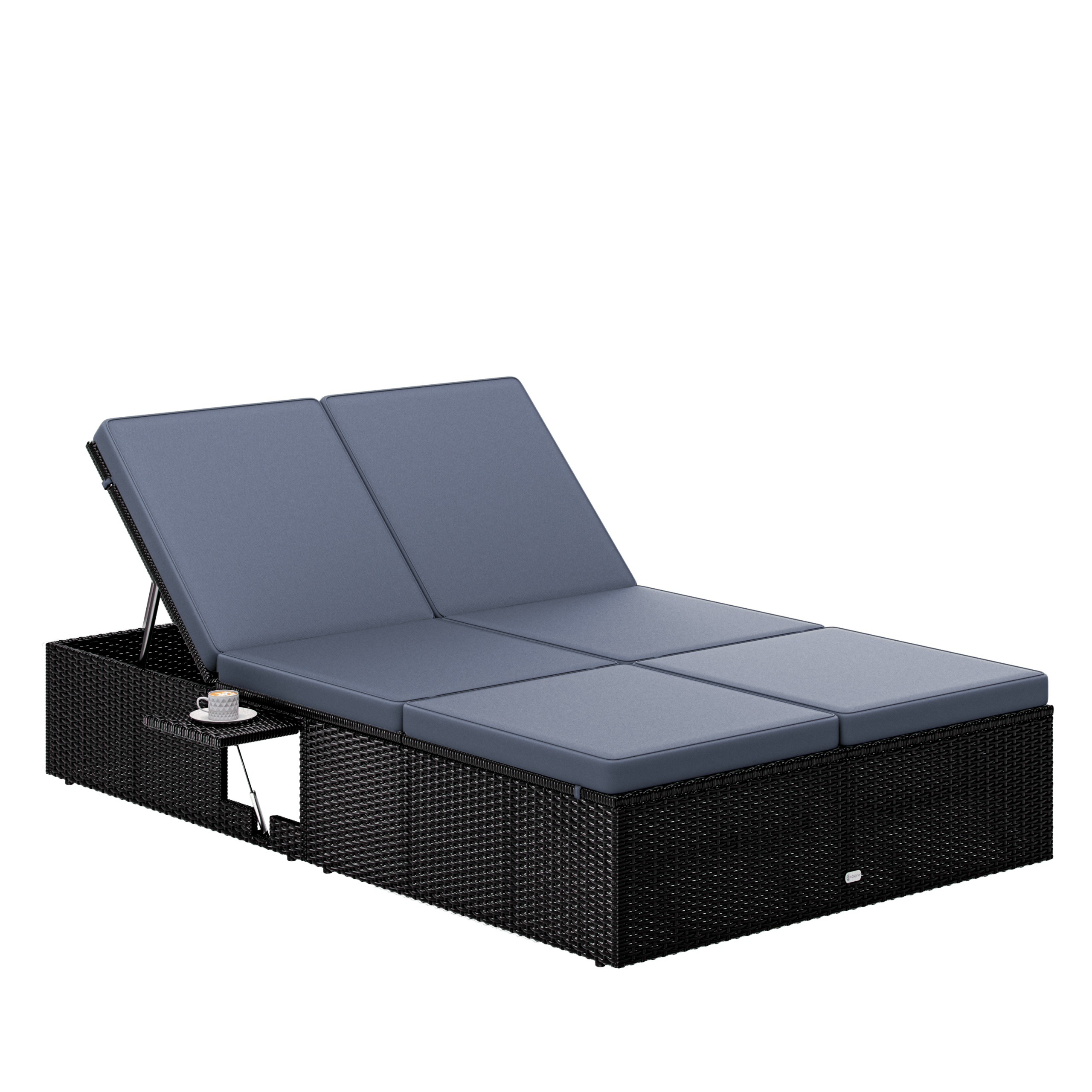 Polyrattan Gartenliege Schwarz/Anthrazit 200x115x33cm