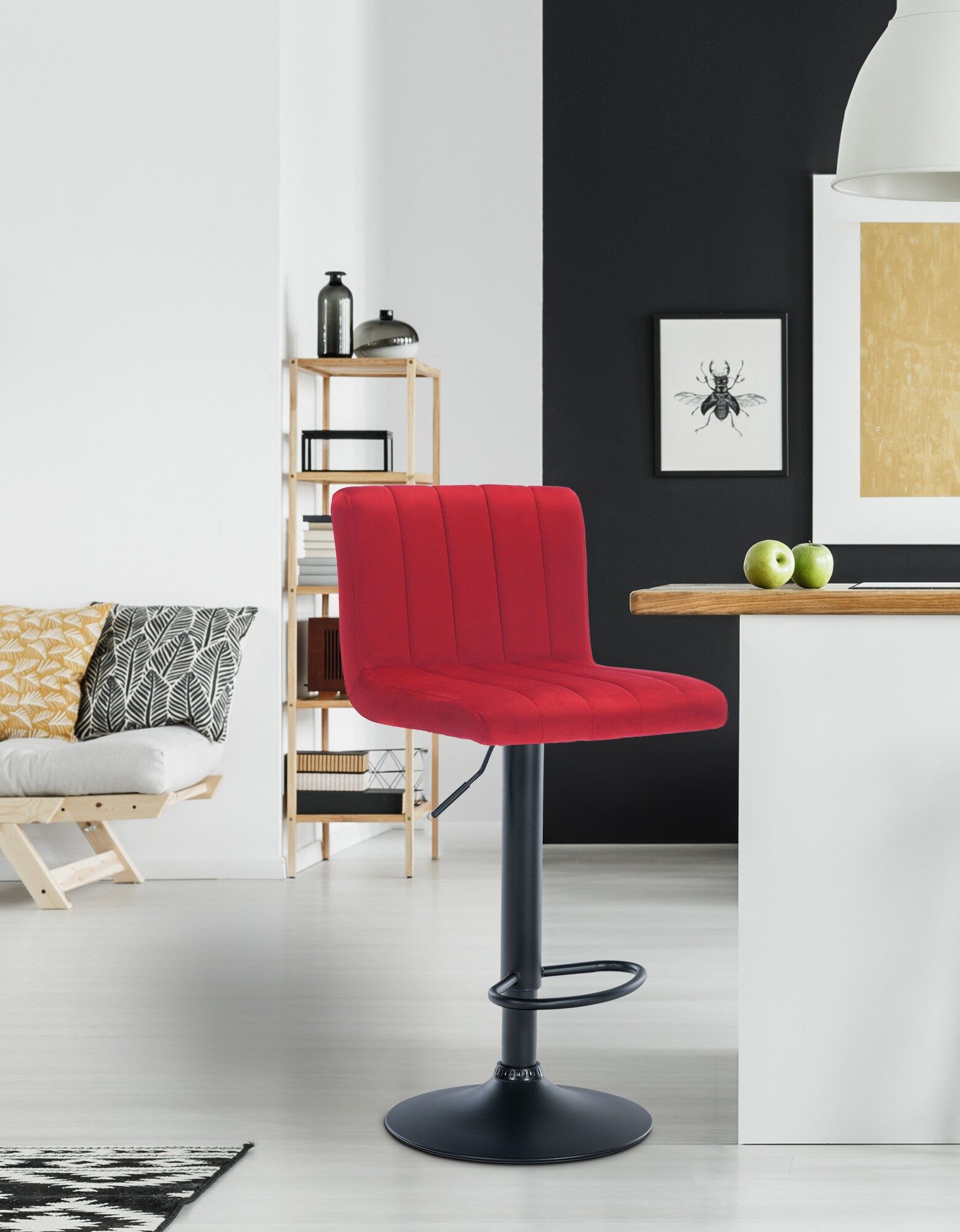 Barhocker Jamie Samt, rot