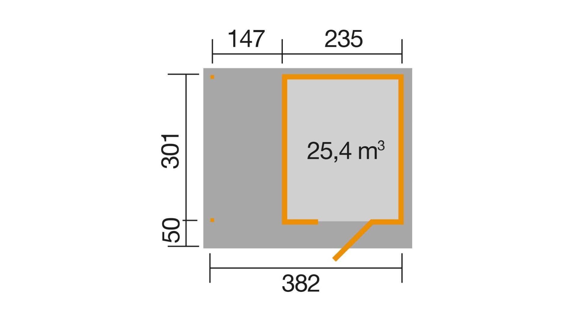 weka Design-Gartenhaus 172 A 4,3x3,8m, Naturbelassen, Premium Dachbahn selbstklebend