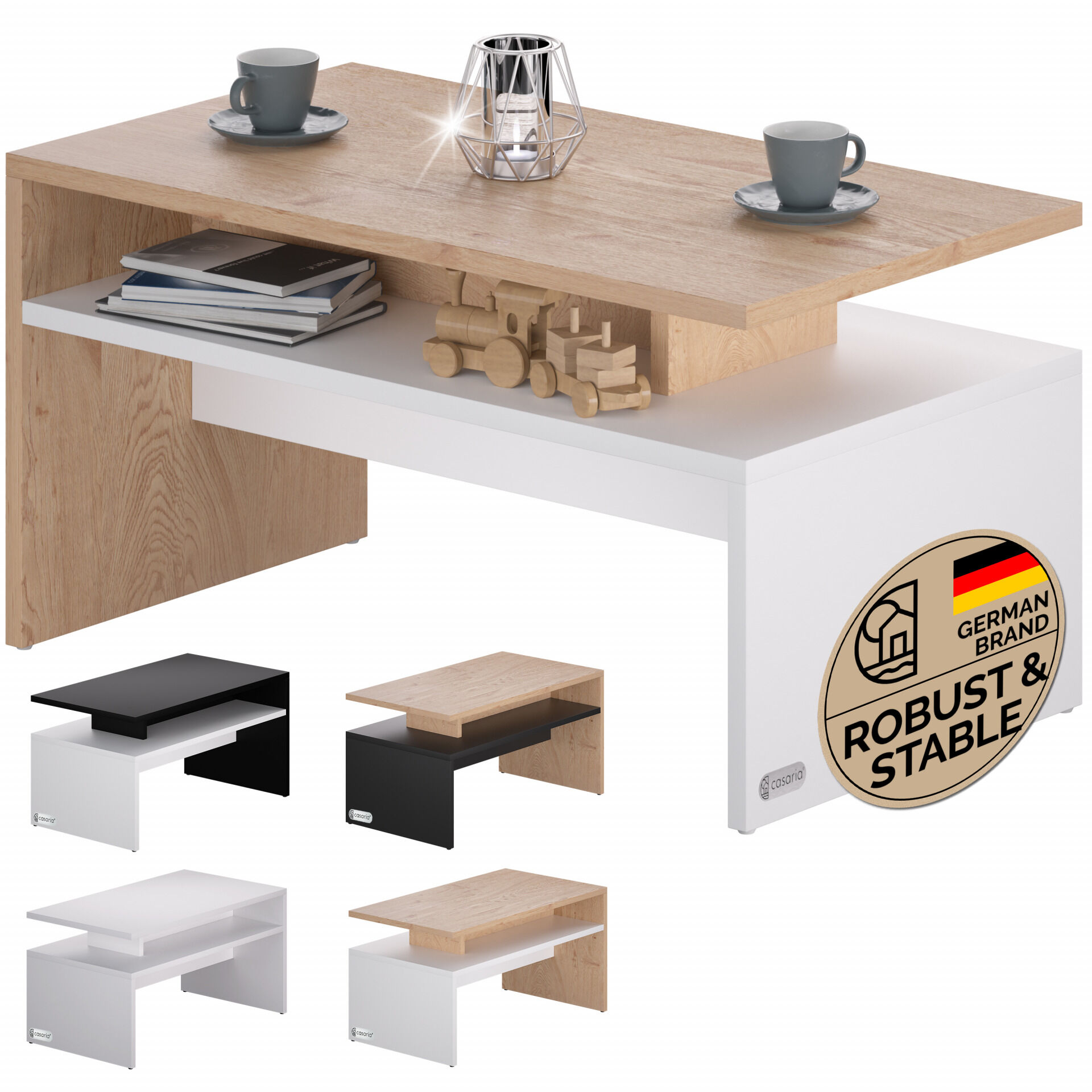 Couchtisch Sacramento Weiß/Eiche 95x55x50cm