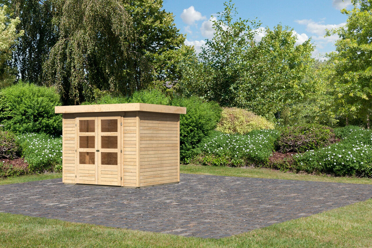 Flachdach Gartenhaus Askola 3 natur